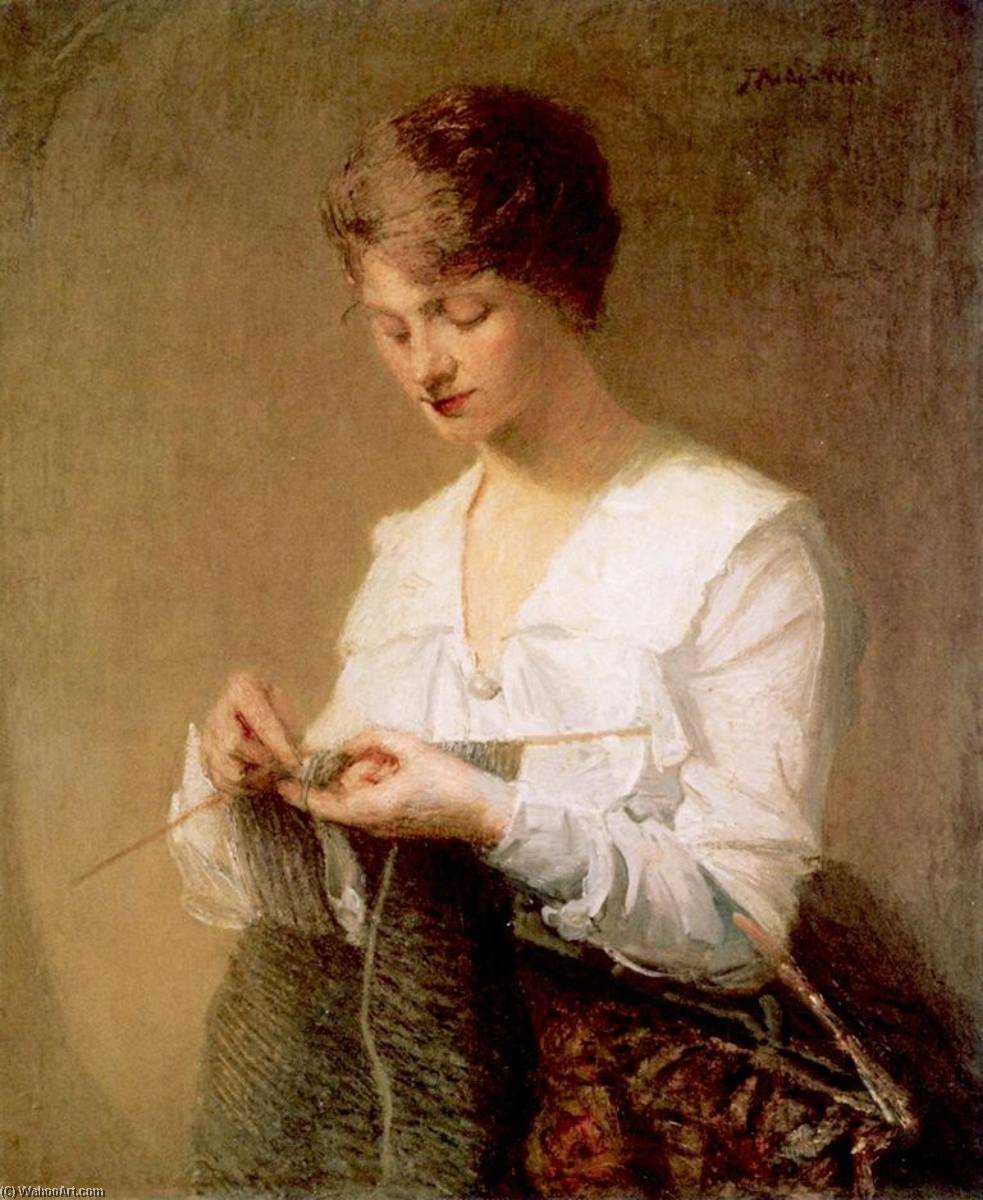 Wikioo.org - The Encyclopedia of Fine Arts - Painting, Artwork by Julian Alden Weir - Knitting for Soldiers