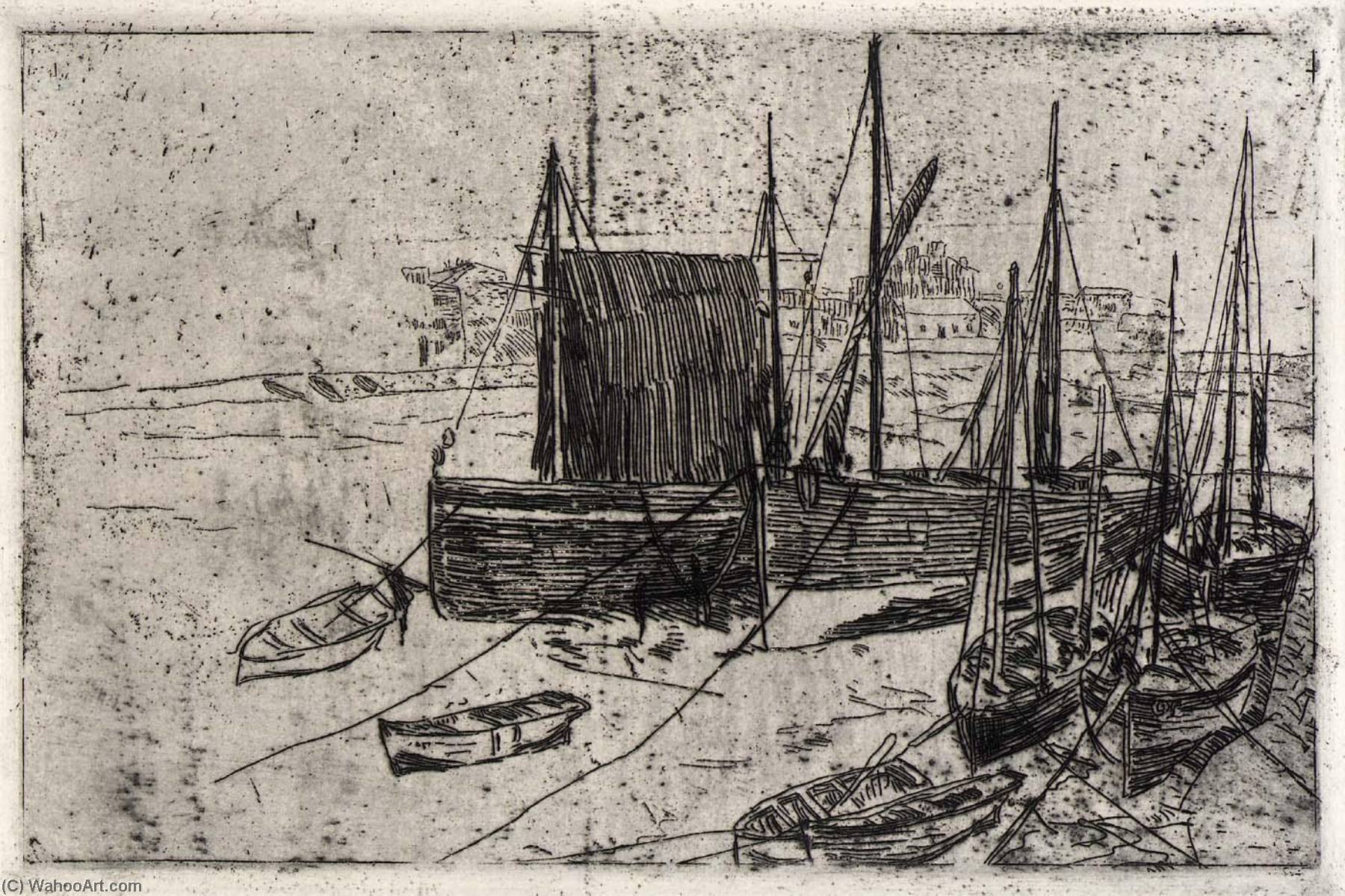 WikiOO.org - Encyclopedia of Fine Arts - Lukisan, Artwork Julian Alden Weir - Boats at Port Erin Isle of Man