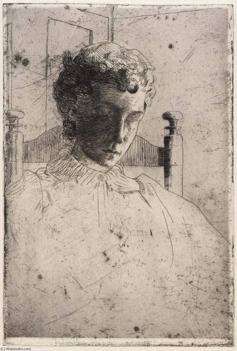 WikiOO.org - Encyclopedia of Fine Arts - Lukisan, Artwork Julian Alden Weir - Woman Looking Down