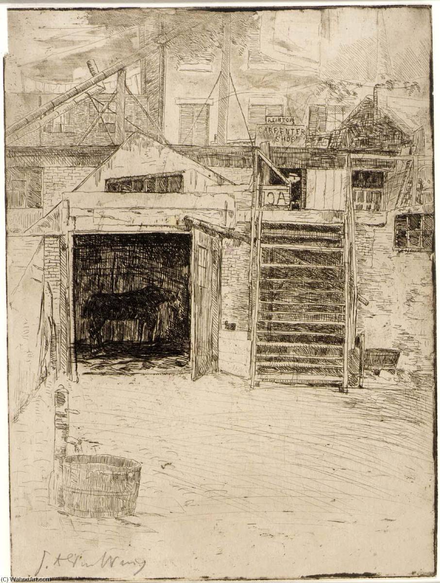 WikiOO.org - Encyclopedia of Fine Arts - Lukisan, Artwork Julian Alden Weir - The Carpenter's Shop