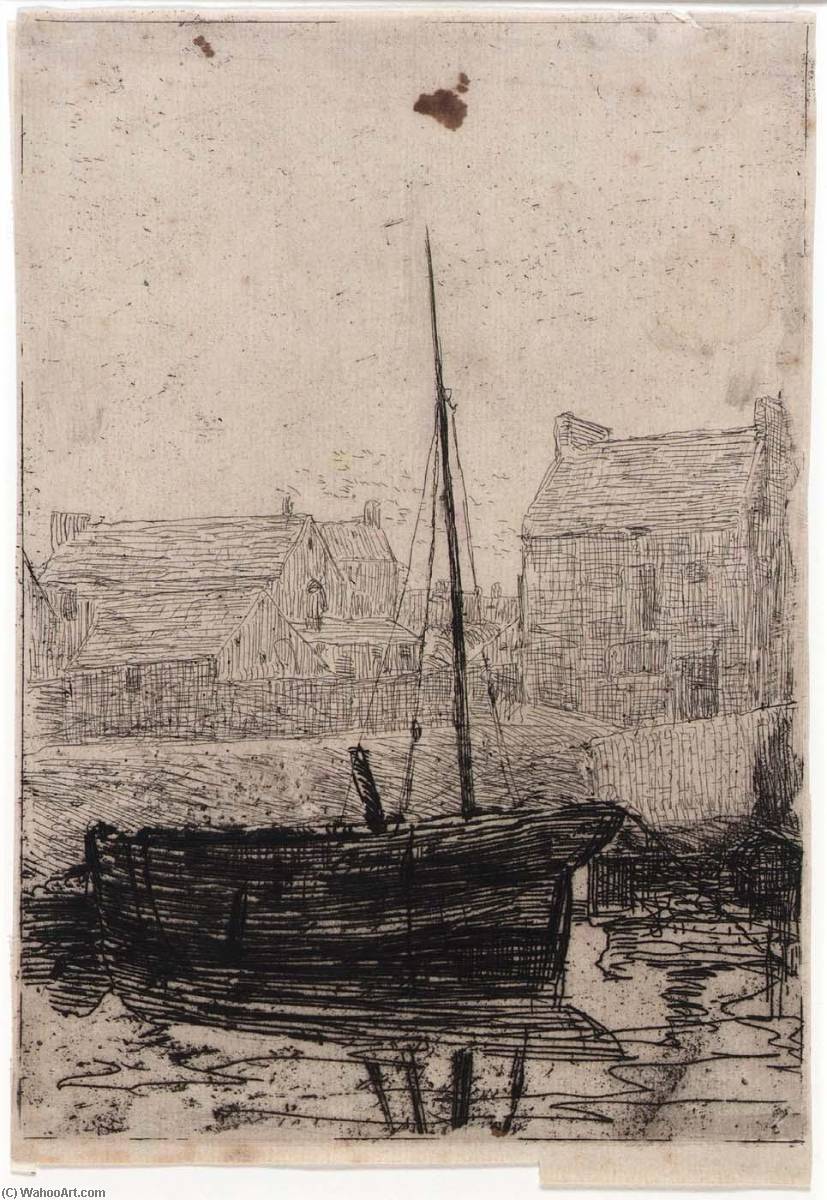 Wikioo.org – L'Enciclopedia delle Belle Arti - Pittura, Opere di Julian Alden Weir - Ormeggiate barche isola  di  L uomo