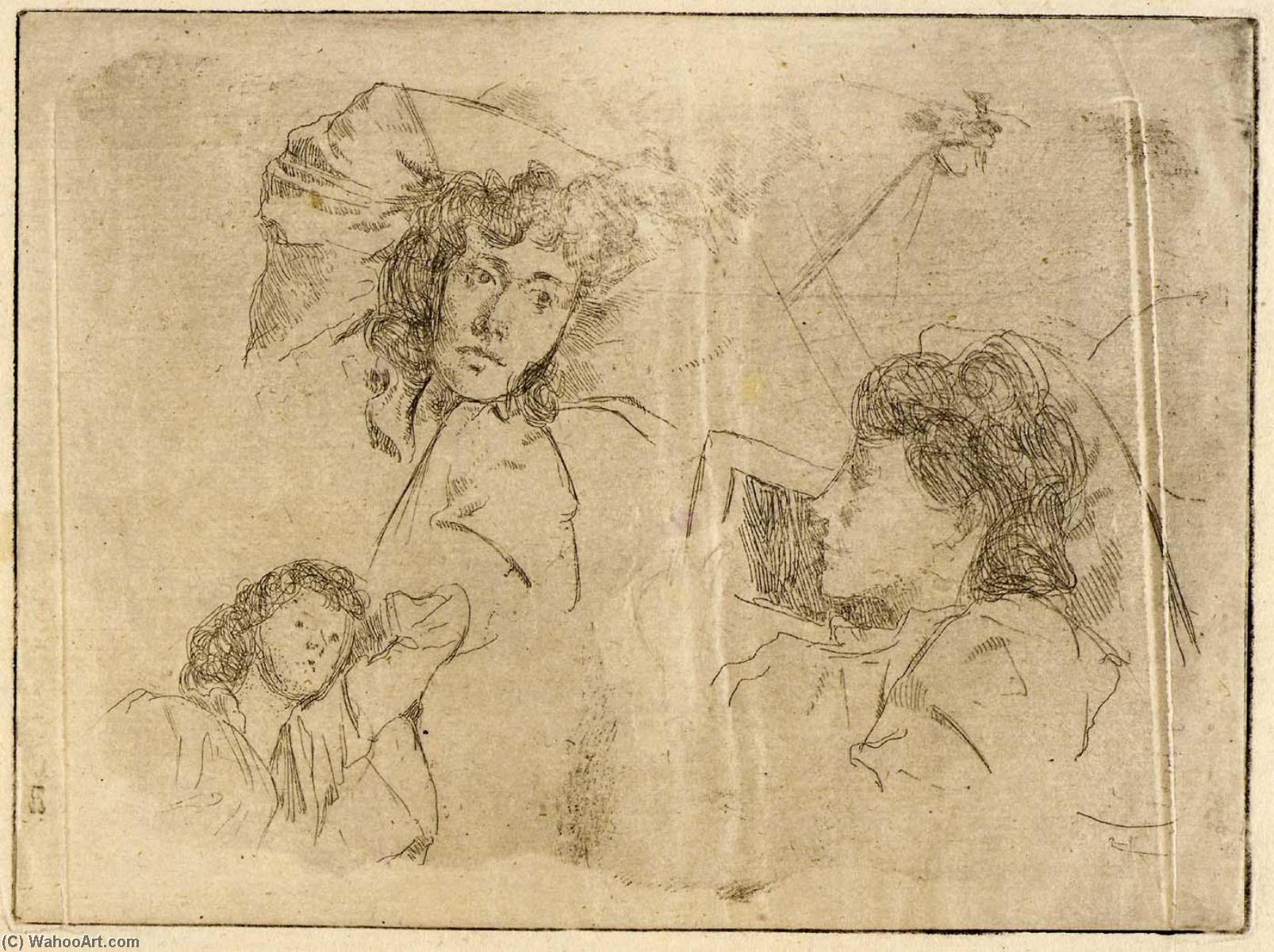 WikiOO.org - Enciclopedia of Fine Arts - Pictura, lucrări de artă Julian Alden Weir - Three Heads Sketches
