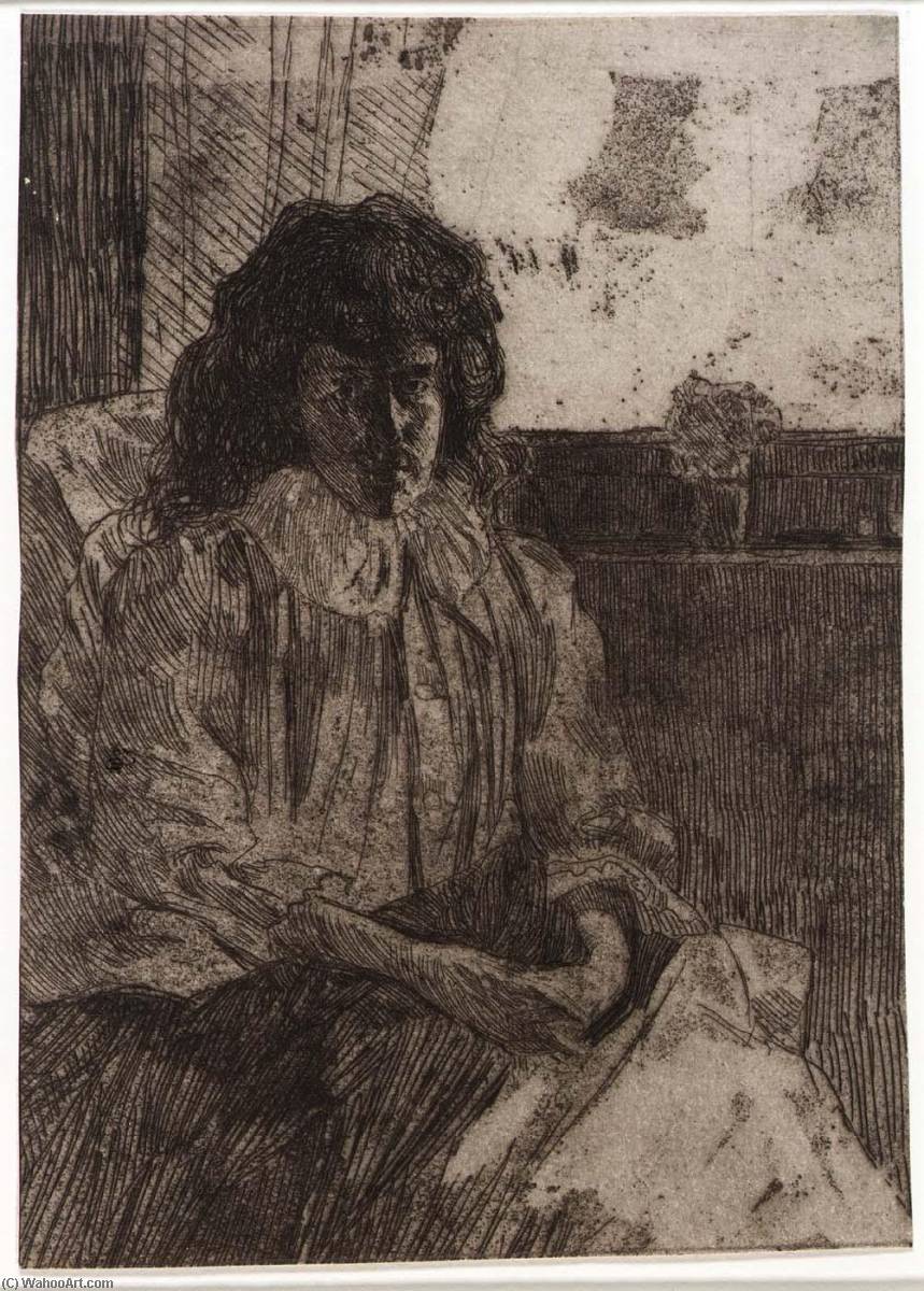 Wikioo.org - The Encyclopedia of Fine Arts - Painting, Artwork by Julian Alden Weir - Sketch by the Window no. 2