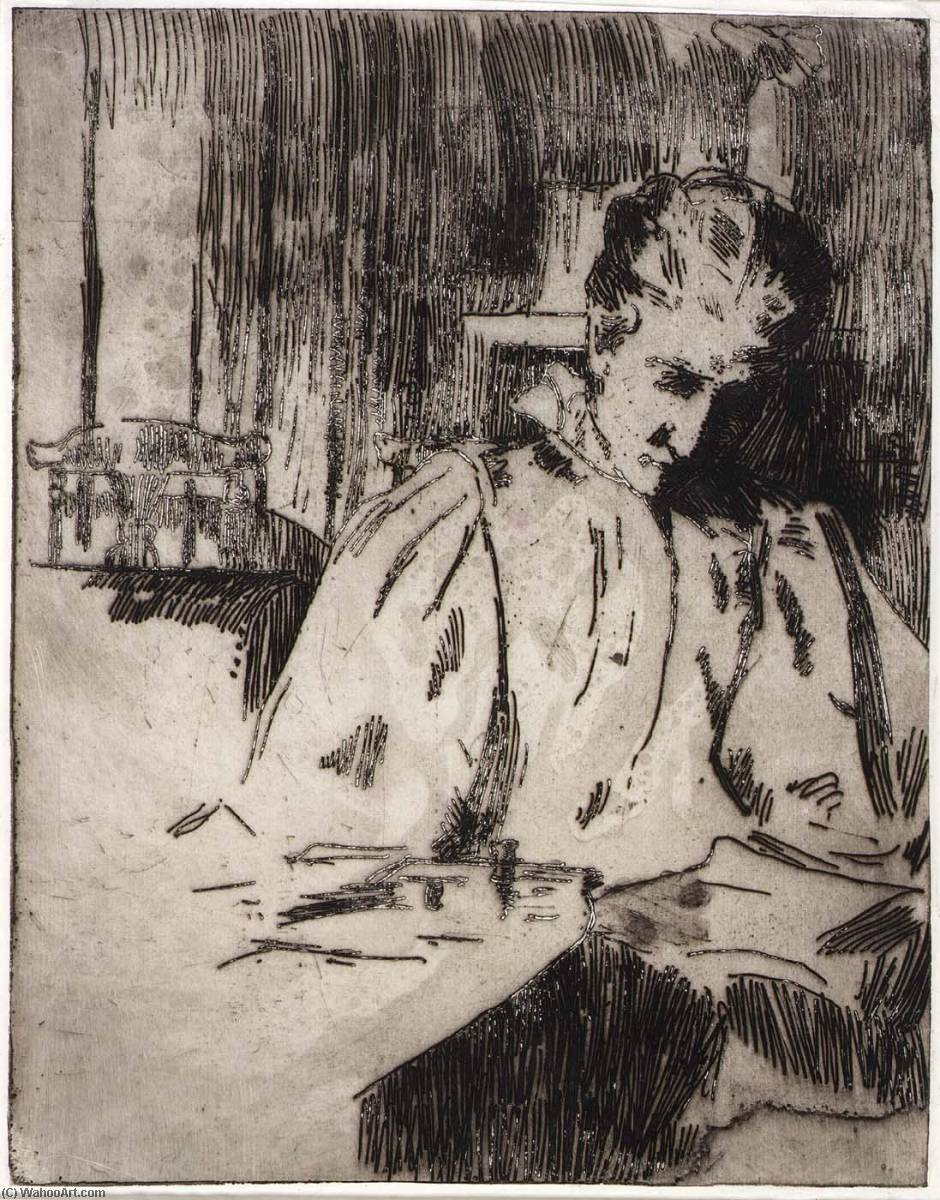 WikiOO.org - Encyclopedia of Fine Arts - Lukisan, Artwork Julian Alden Weir - Woman Reading
