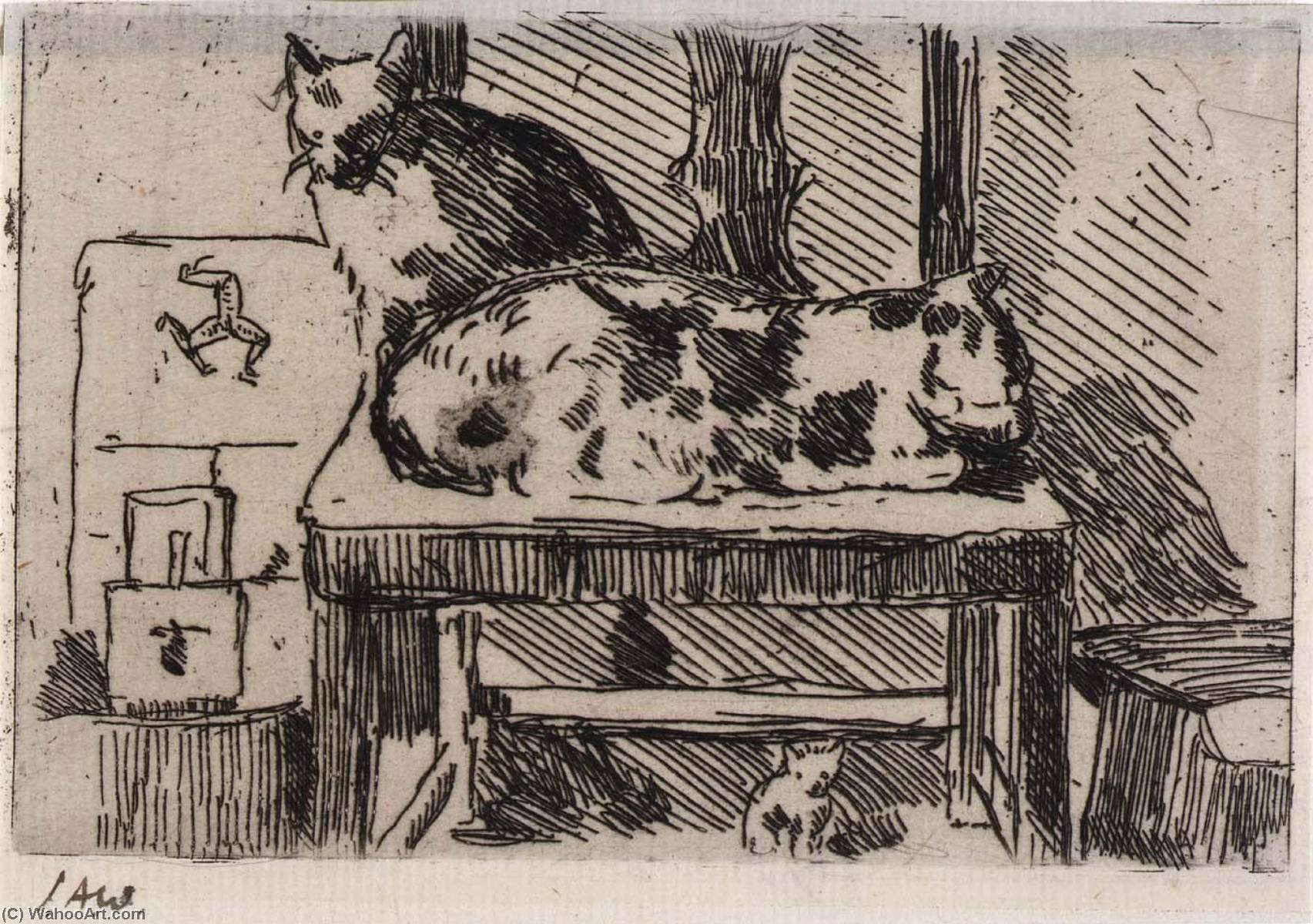 Wikioo.org – La Enciclopedia de las Bellas Artes - Pintura, Obras de arte de Julian Alden Weir - De la isla de man gatos  isla  todaclasede  El hombre