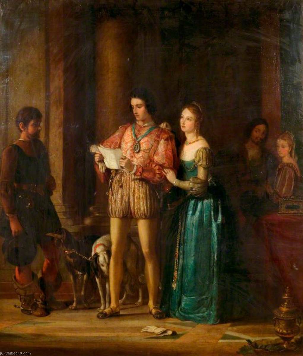 Wikioo.org - The Encyclopedia of Fine Arts - Painting, Artwork by Gilbert Stuart Newton - Portia and Bassanio (from William Shakespeare's 'The Merchant of Venice')