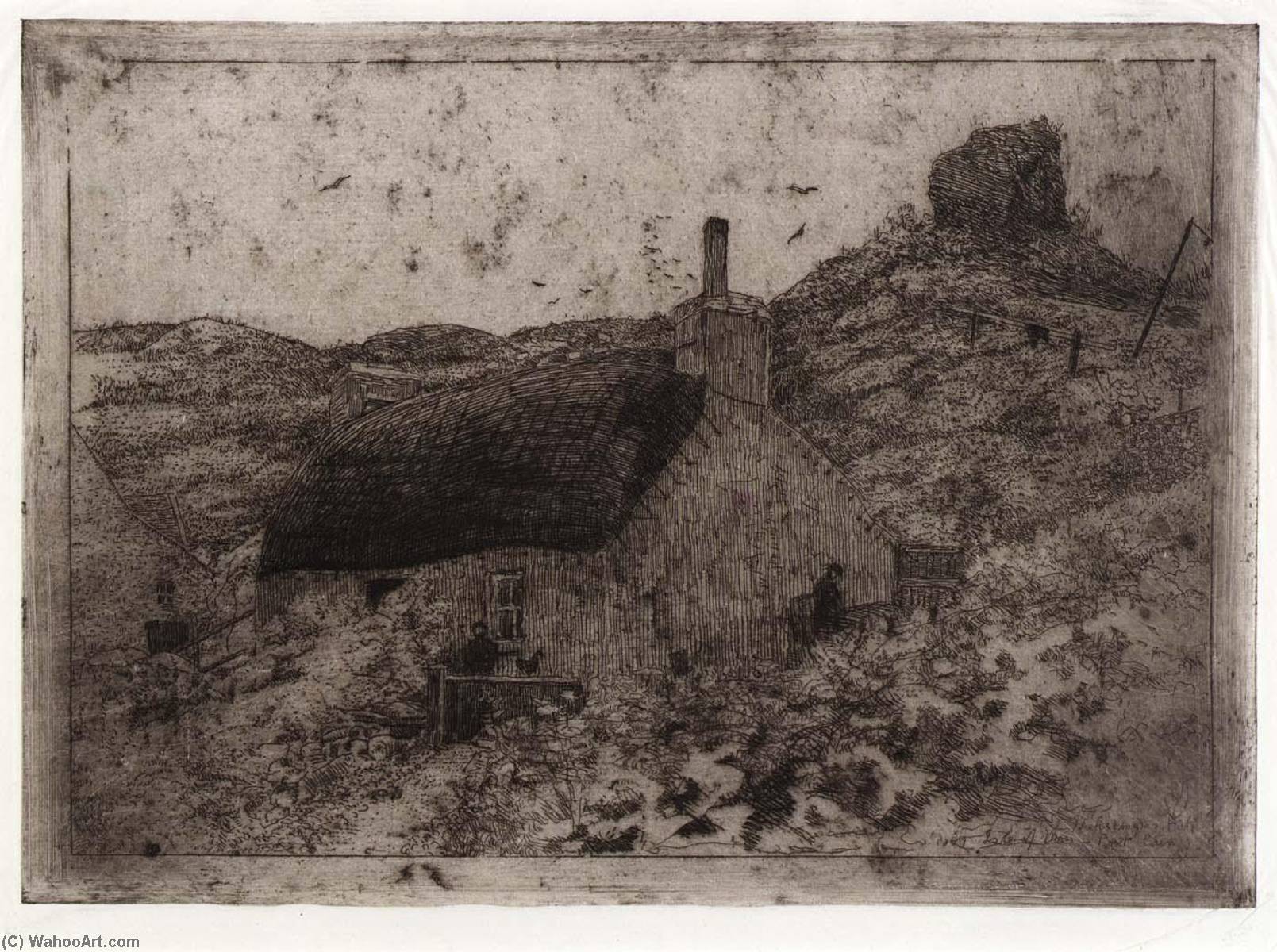 WikiOO.org - Encyclopedia of Fine Arts - Lukisan, Artwork Julian Alden Weir - Fisherman's Hut on the Hill Isle of Man