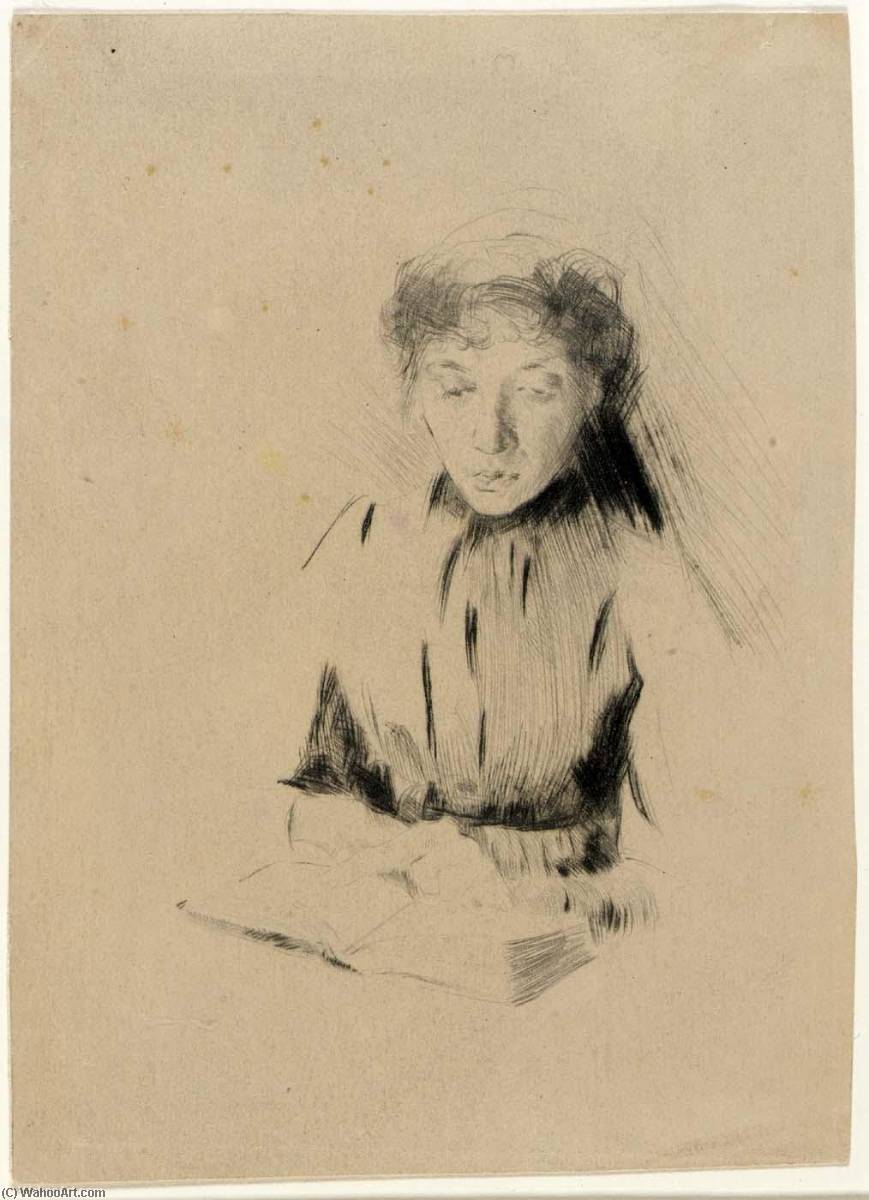 WikiOO.org - Enciclopedia of Fine Arts - Pictura, lucrări de artă Julian Alden Weir - The Little Portrait (Young Woman)