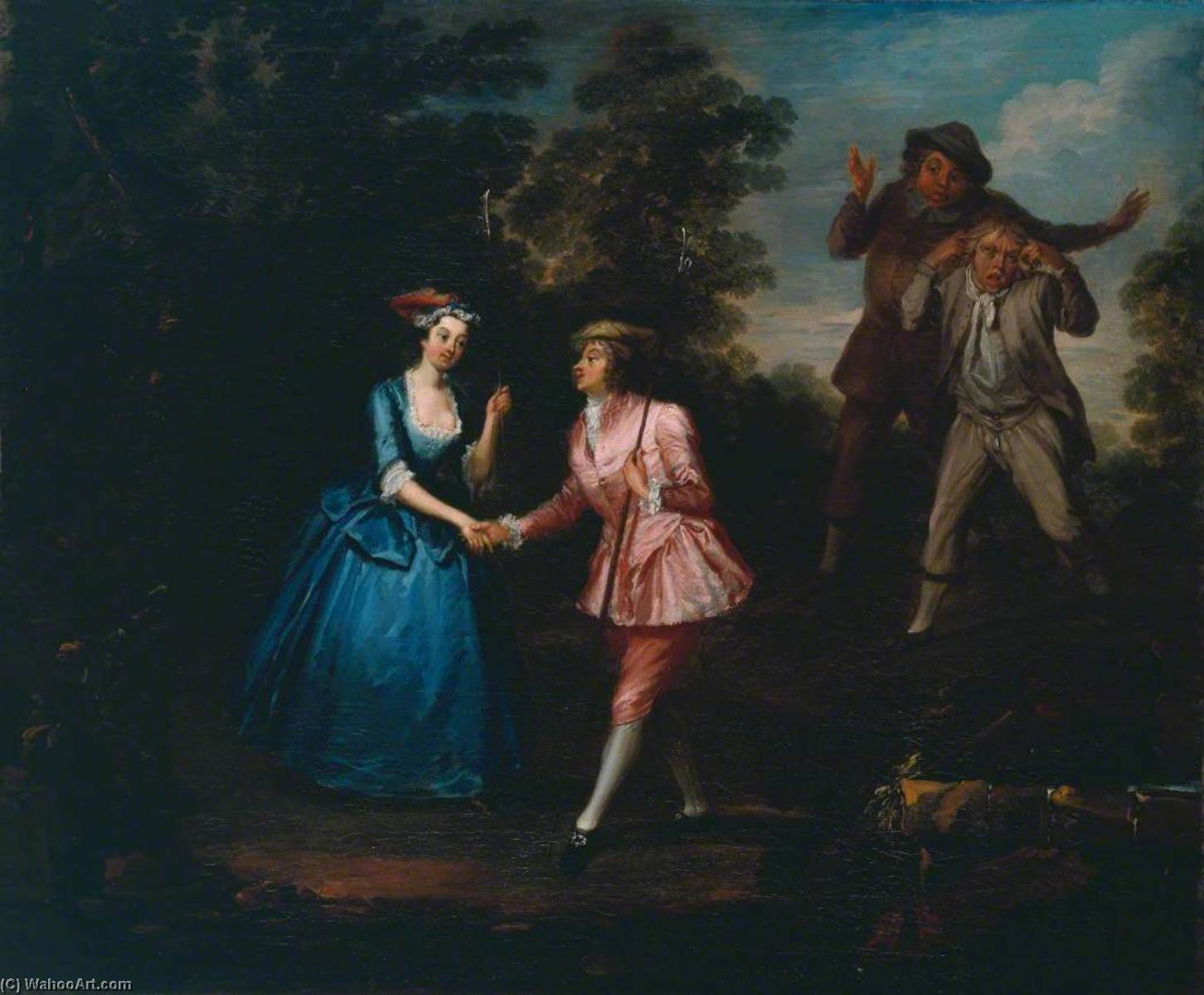 Wikioo.org - The Encyclopedia of Fine Arts - Painting, Artwork by William Jones - Damon and Phillida Reconciled A Scene from Colley Cibber's 'Damon and Phillida'