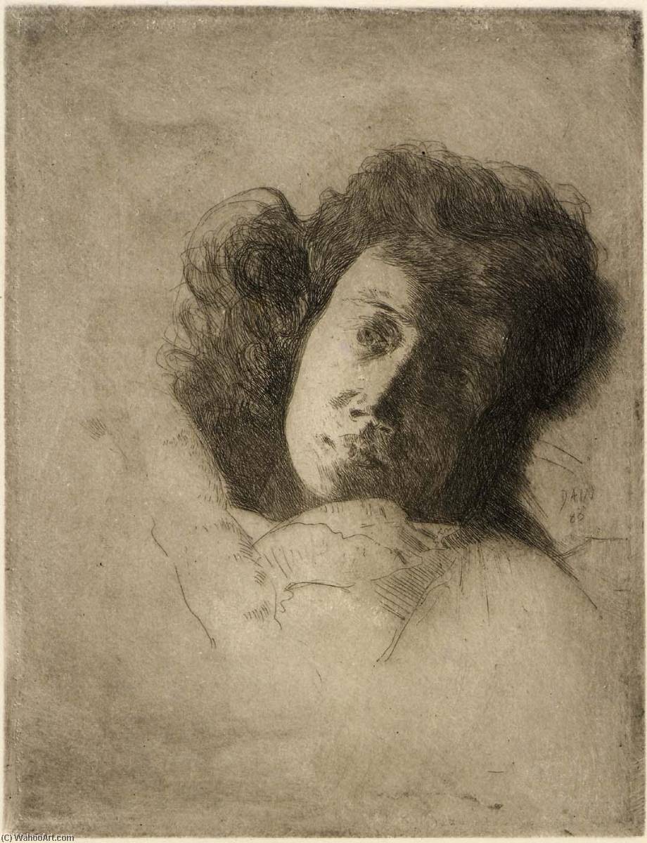 Wikioo.org - The Encyclopedia of Fine Arts - Painting, Artwork by Julian Alden Weir - Study of a Woman's Head