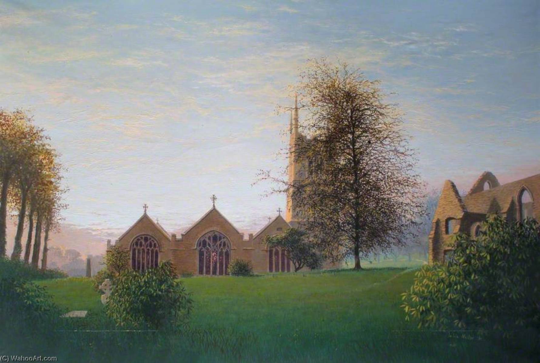 Wikioo.org - The Encyclopedia of Fine Arts - Painting, Artwork by John Miller - Landscape with a Church