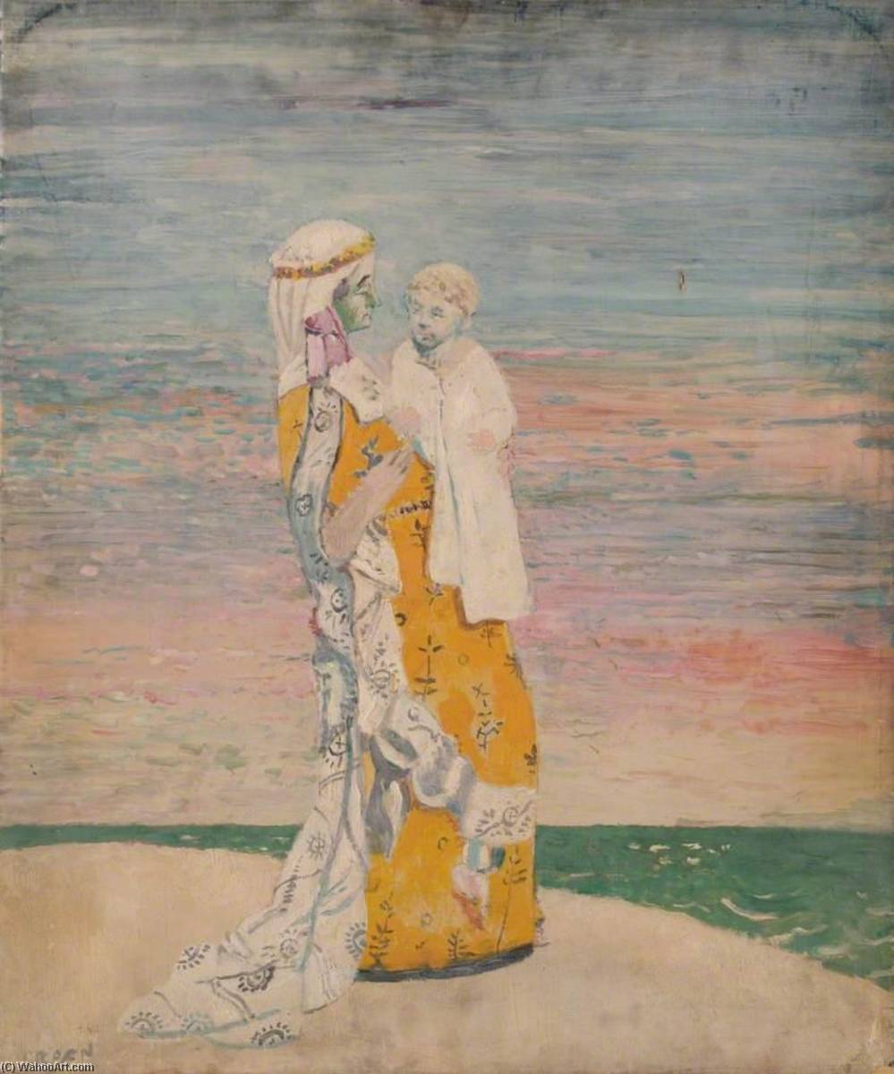 Wikioo.org - The Encyclopedia of Fine Arts - Painting, Artwork by William Newenham Montague Orpen - Mother and Child on the Beach