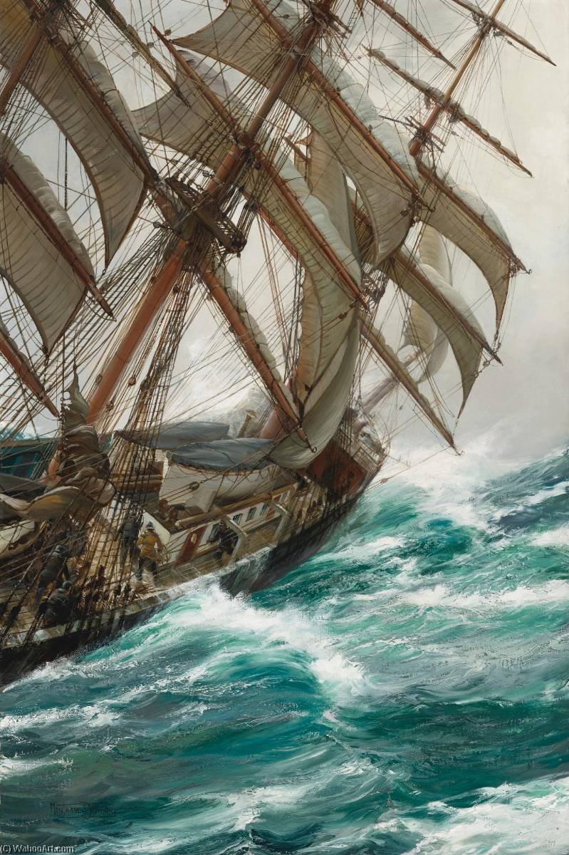 Wikioo.org - The Encyclopedia of Fine Arts - Painting, Artwork by Montague Dawson - Wind in the Rigging