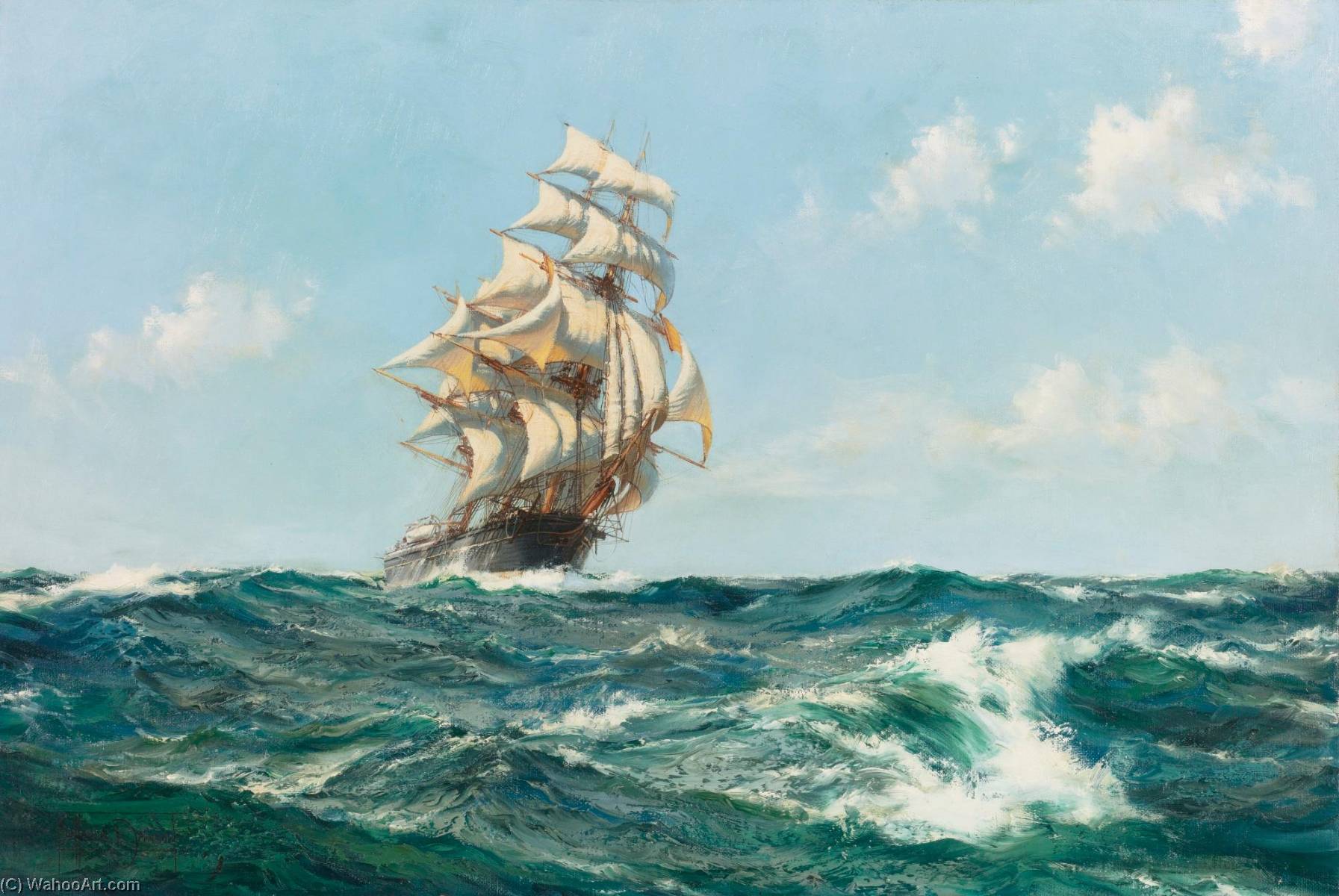 Wikioo.org - The Encyclopedia of Fine Arts - Painting, Artwork by Montague Dawson - The Aberdeen Clipper, The Star of Peace