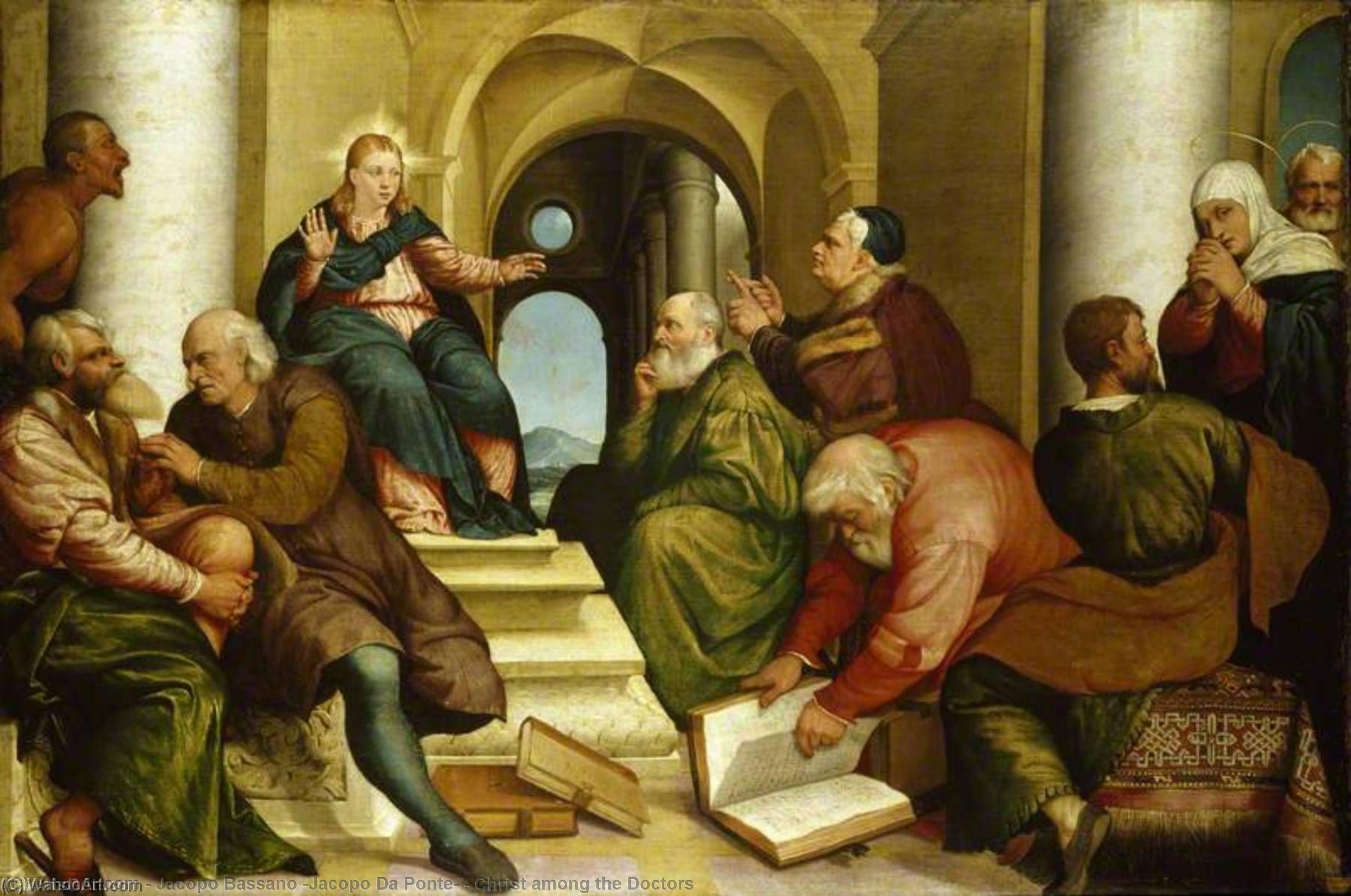 Wikioo.org – La Enciclopedia de las Bellas Artes - Pintura, Obras de arte de Jacopo Bassano (Jacopo Da Ponte) - Cristo entre los doctores