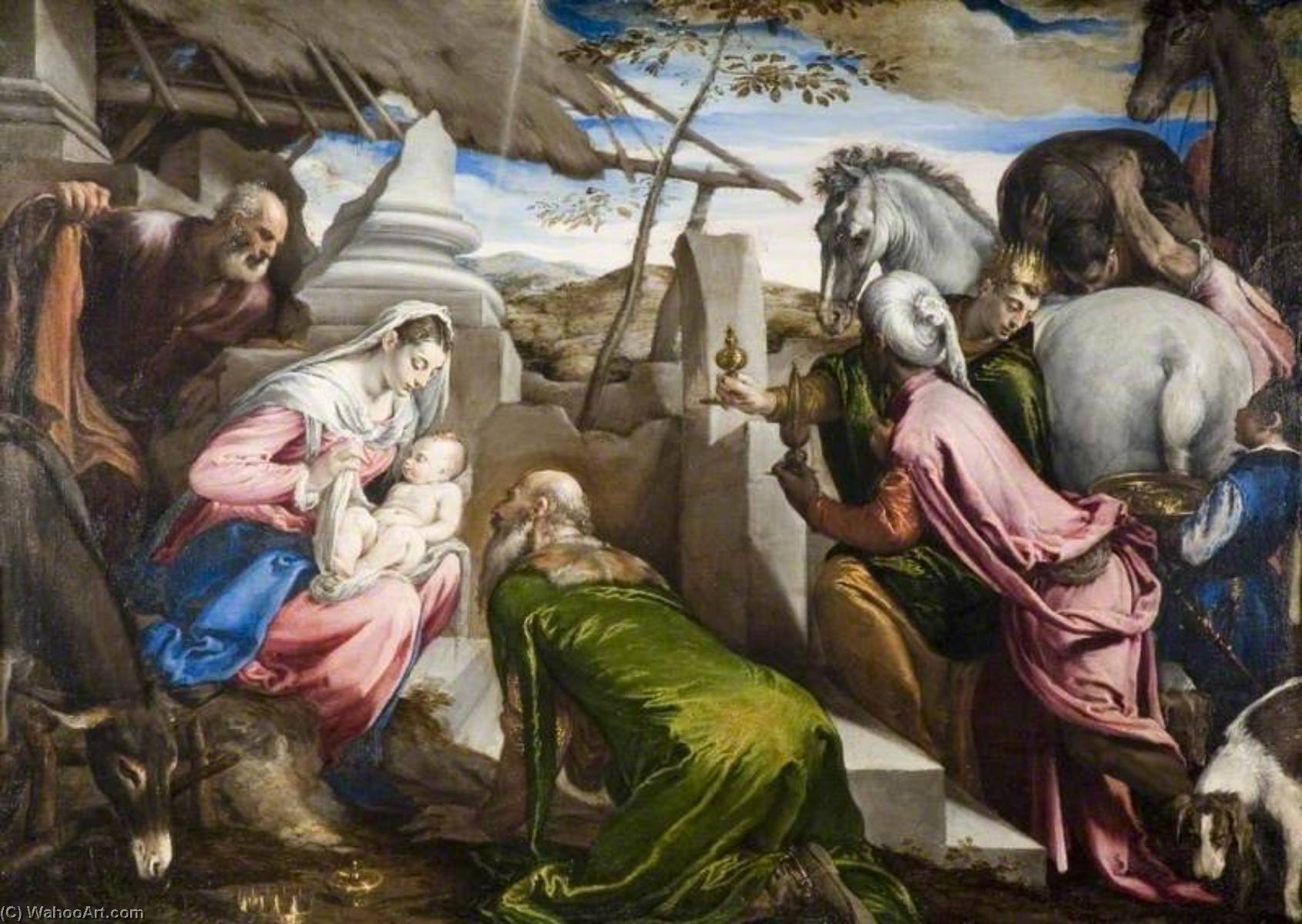 WikiOO.org – 美術百科全書 - 繪畫，作品 Jacopo Bassano The Elder - 朝拜的贤士