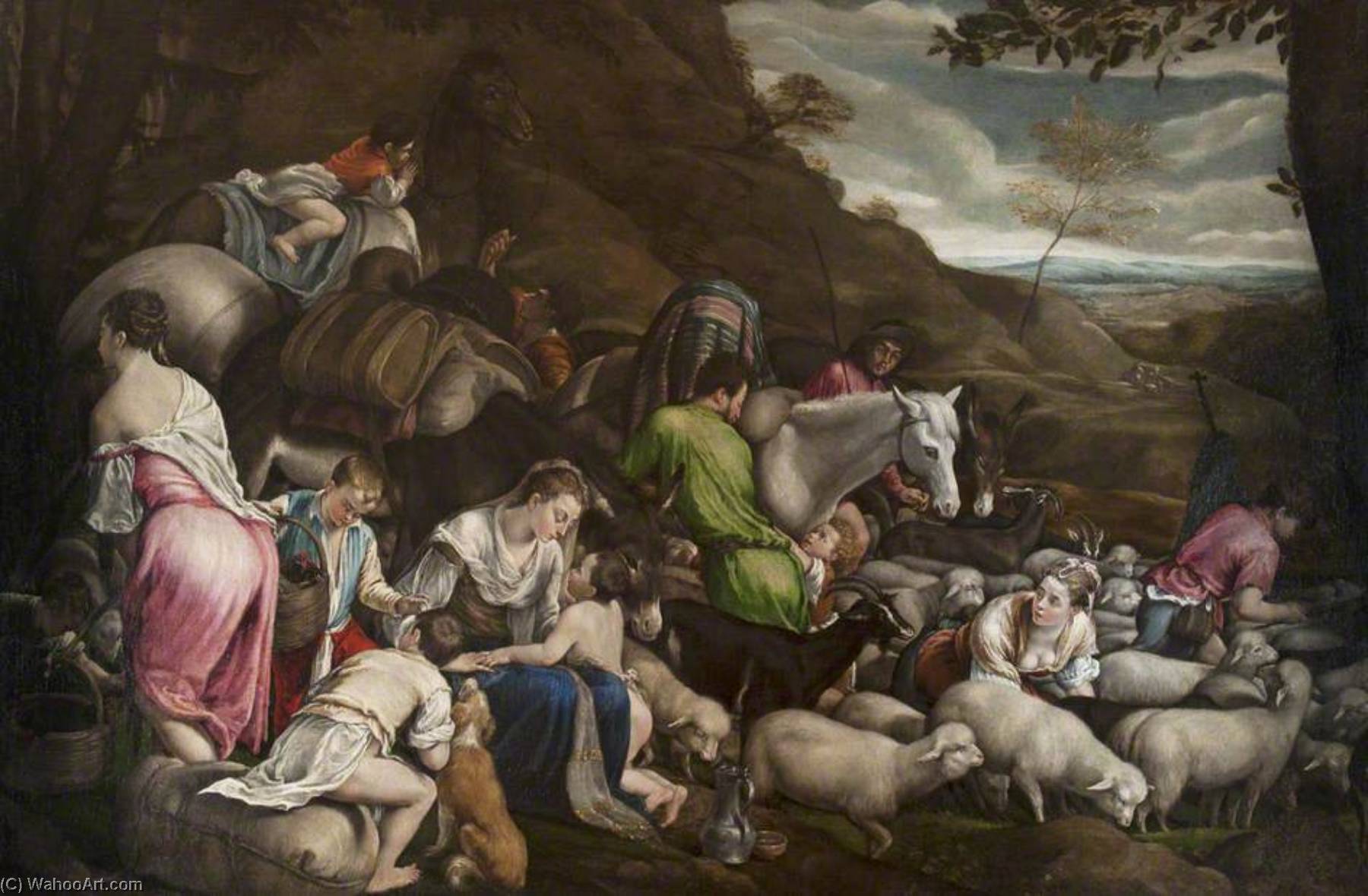 Wikioo.org - The Encyclopedia of Fine Arts - Painting, Artwork by Jacopo Bassano The Elder - Laban and His Flock