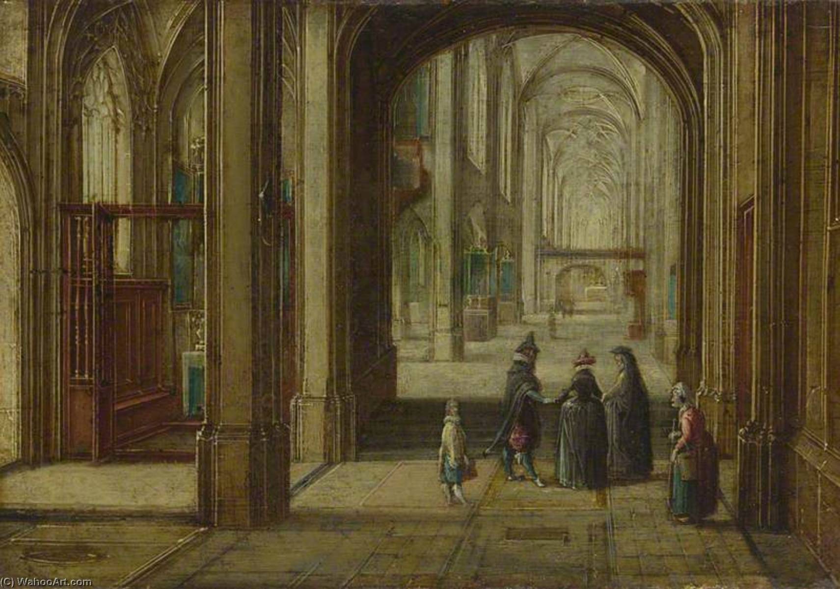 Wikioo.org - The Encyclopedia of Fine Arts - Painting, Artwork by Hendrick Van Steenwijck The Younger - The Interior of a Gothic Church looking East