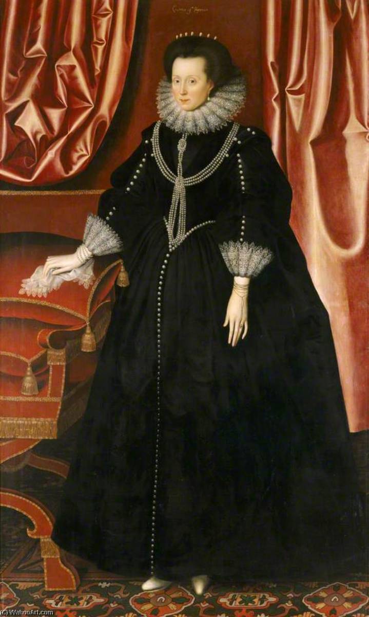Wikioo.org – L'Enciclopedia delle Belle Arti - Pittura, Opere di William Larkin - Elisabetta Cecil , nata Drury , lady burghley