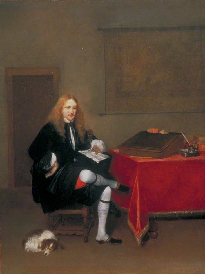 Wikioo.org - The Encyclopedia of Fine Arts - Painting, Artwork by Gerard Terborch Ii - Portrait of a Man in His Study