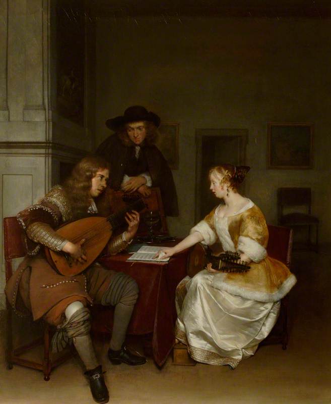 Wikioo.org - The Encyclopedia of Fine Arts - Painting, Artwork by Gerard Terborch Ii - The Duet