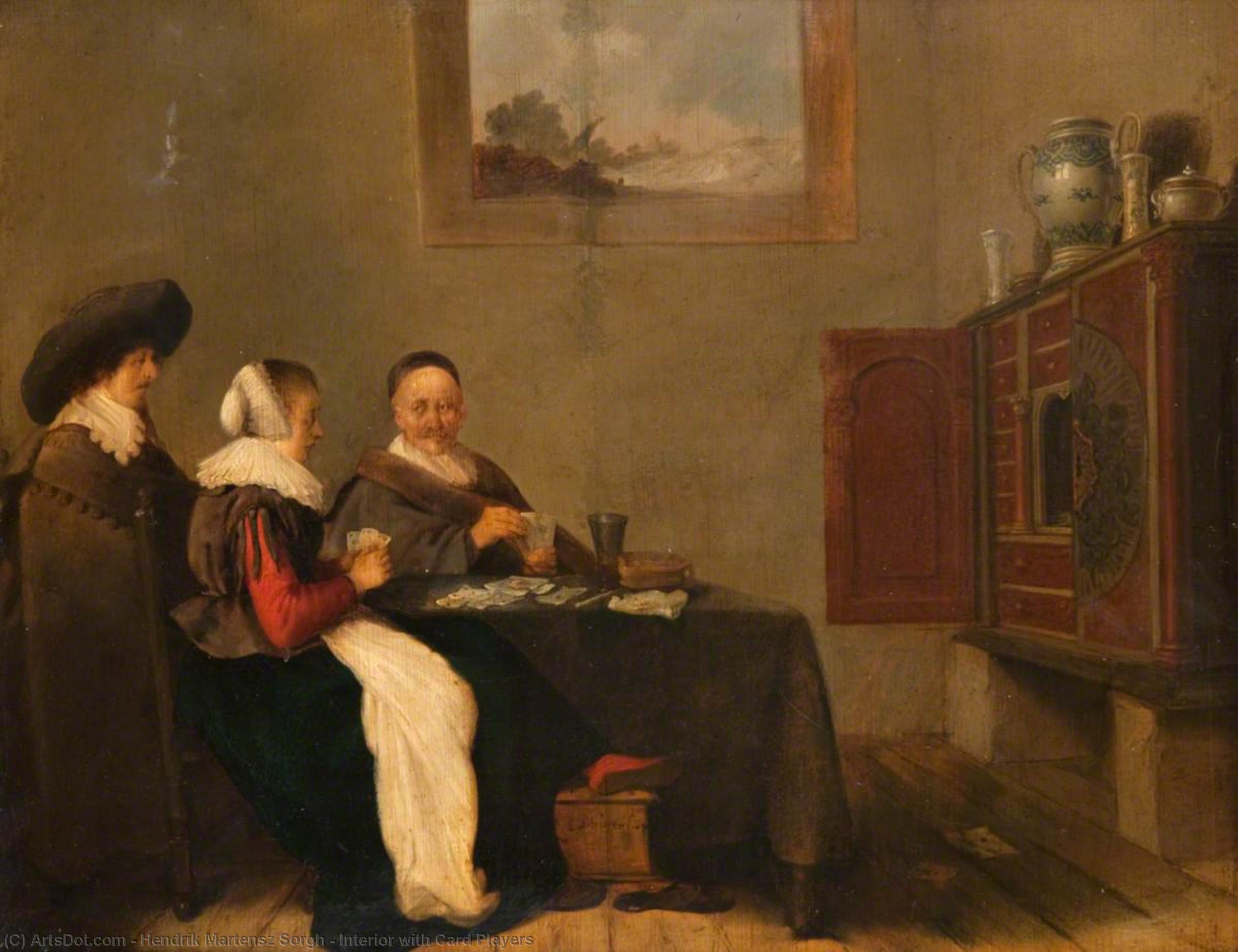 Wikioo.org - The Encyclopedia of Fine Arts - Painting, Artwork by Hendrik Martensz Sorgh - Interior with Card Players