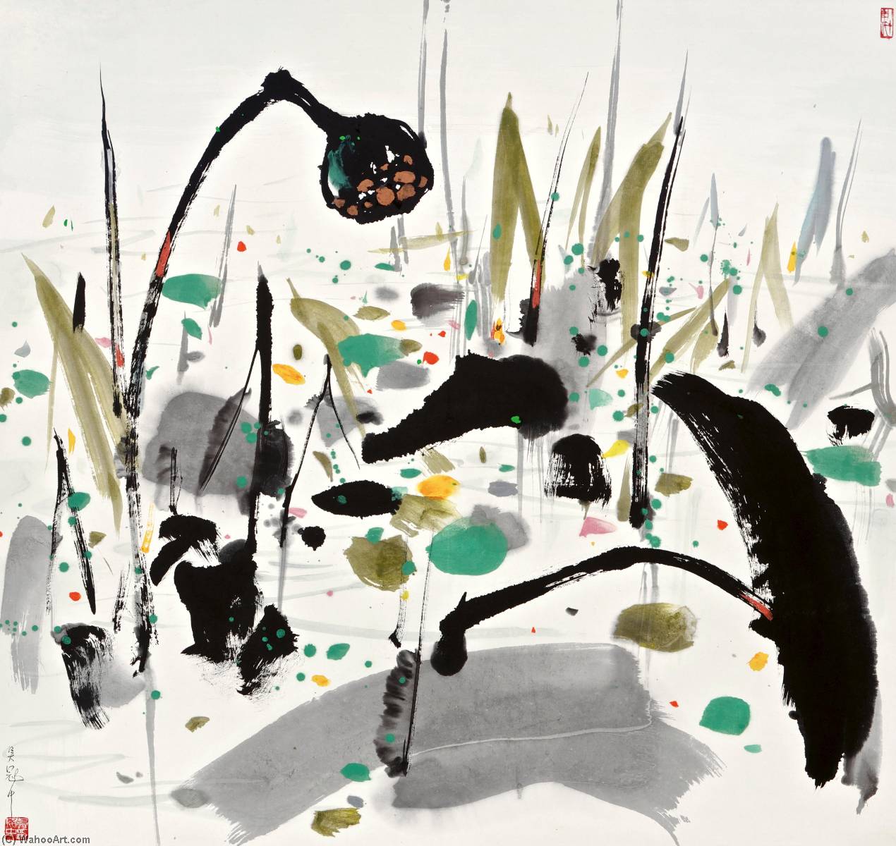 Wikioo.org - The Encyclopedia of Fine Arts - Painting, Artwork by Wu Guanzhong - LOTUS POND