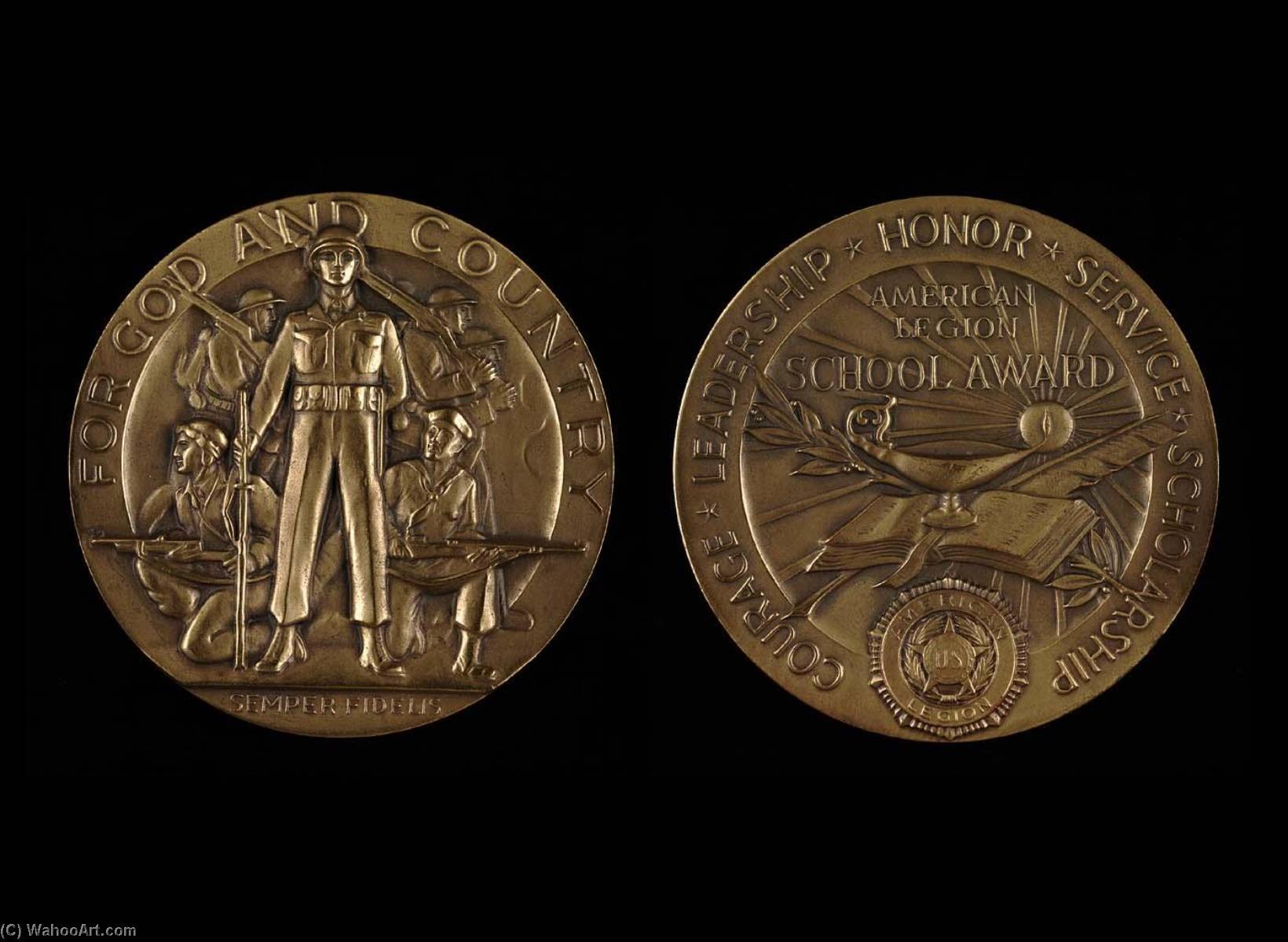 WikiOO.org - Encyclopedia of Fine Arts - Lukisan, Artwork Joseph Emile Renier - American Legion School Award Medal