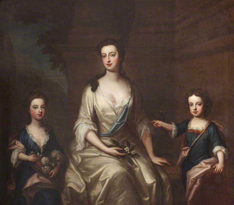Wikioo.org - The Encyclopedia of Fine Arts - Painting, Artwork by Charles D' Agar - Elizabeth Felton (1676–1741), Countess of Bristol, with Her Children Lady Henrietta Hervey (1703–1712), and Her Twin Brother Lord Charles Hervey (1703–1786)