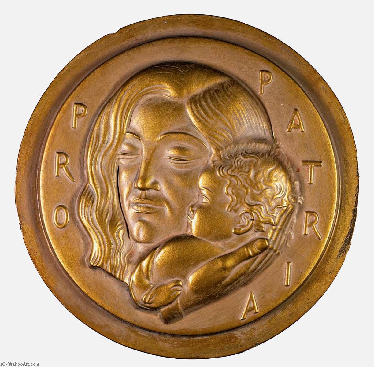 WikiOO.org - Encyclopedia of Fine Arts - Lukisan, Artwork Joseph Emile Renier - Pro Patria Medal (design for obverse)