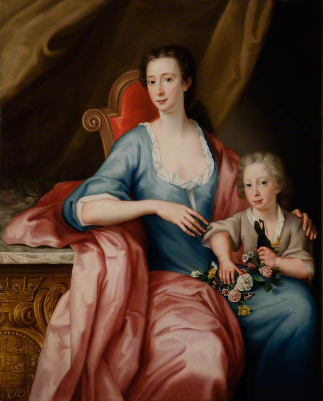 Wikioo.org - The Encyclopedia of Fine Arts - Painting, Artwork by William Mosman - Ann (1713–1791), Countess of Aberdeen, with Her Eldest Son, William