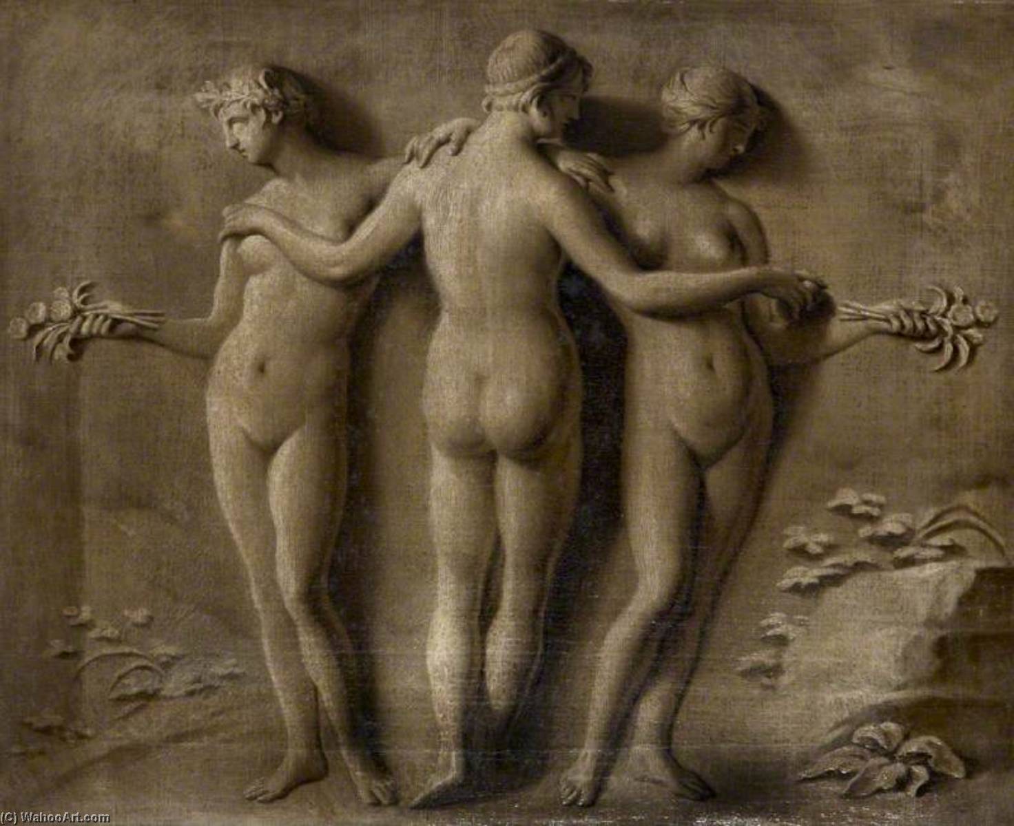 WikiOO.org - 백과 사전 - 회화, 삽화 Louis Gabriel Blanchet - Simulated Relief of the Three Graces