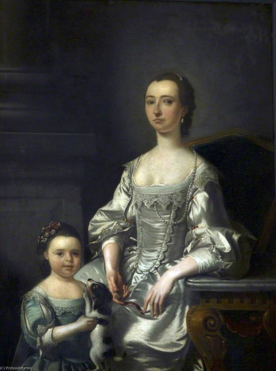 Wikioo.org - The Encyclopedia of Fine Arts - Painting, Artwork by Henry Pickering - Mrs Thomas Johnson and Her Daughter