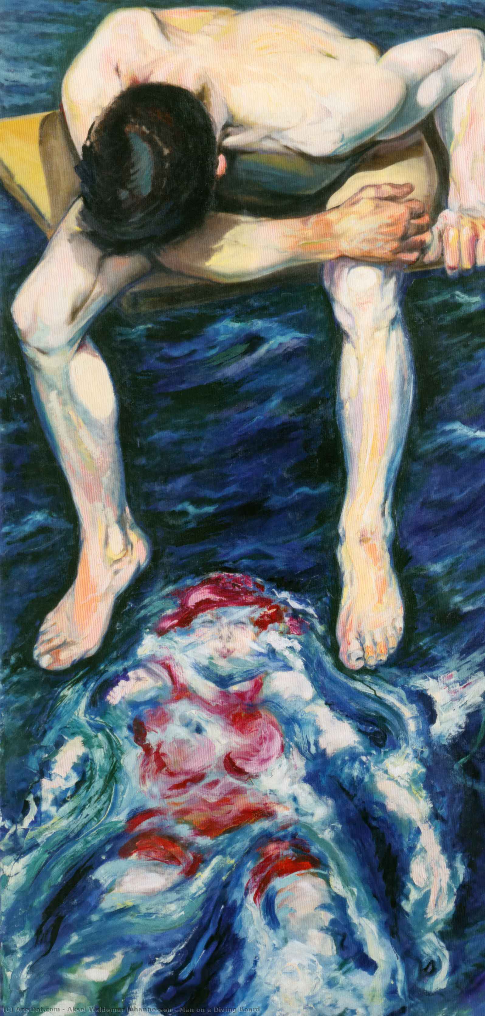 Wikioo.org - The Encyclopedia of Fine Arts - Painting, Artwork by Aksel Waldemar Johannessen - Man on a Diving Board