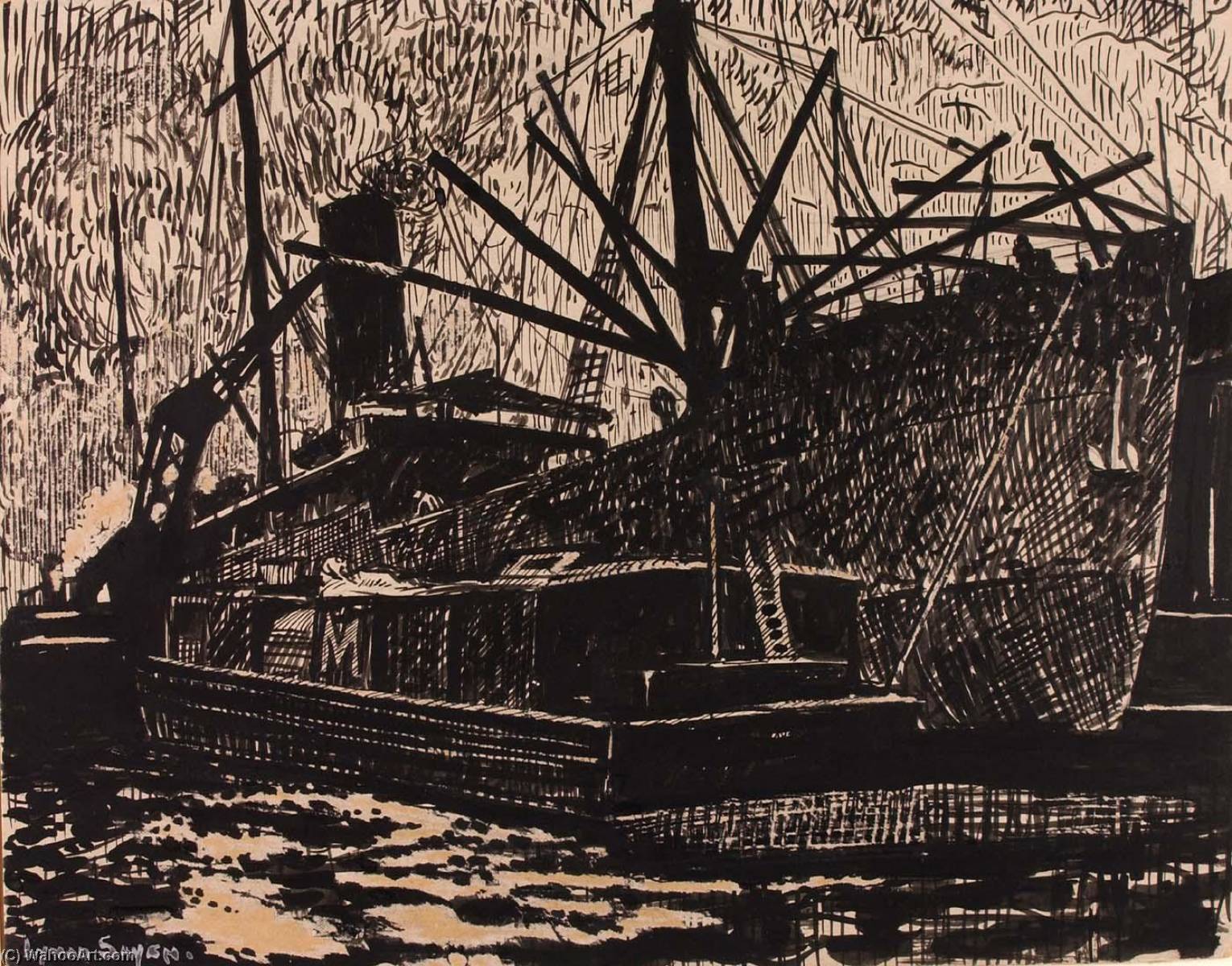 Wikioo.org - The Encyclopedia of Fine Arts - Painting, Artwork by Henry Lyman Saÿen - (Liner and Tug)