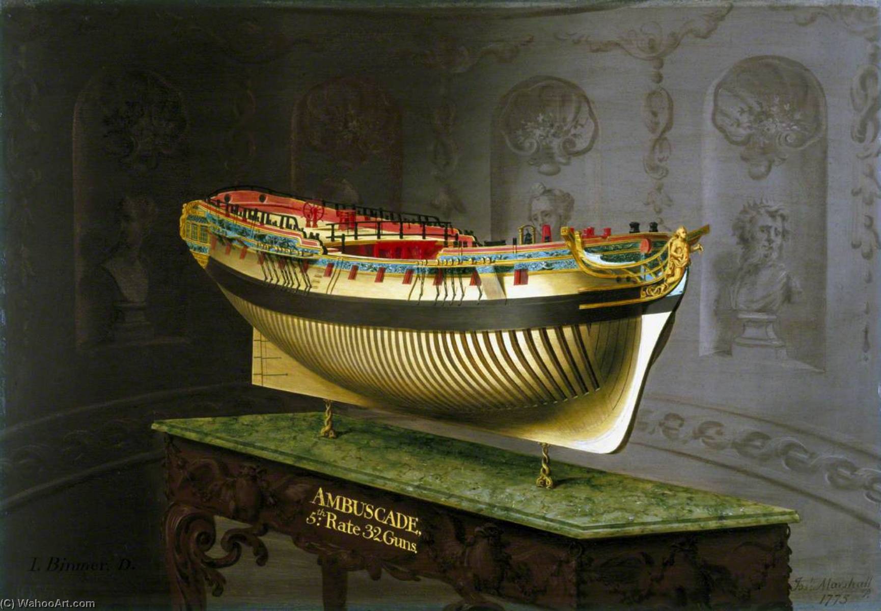Wikioo.org – L'Encyclopédie des Beaux Arts - Peinture, Oeuvre de Joseph Marshall - HMS 'Ambuscade'