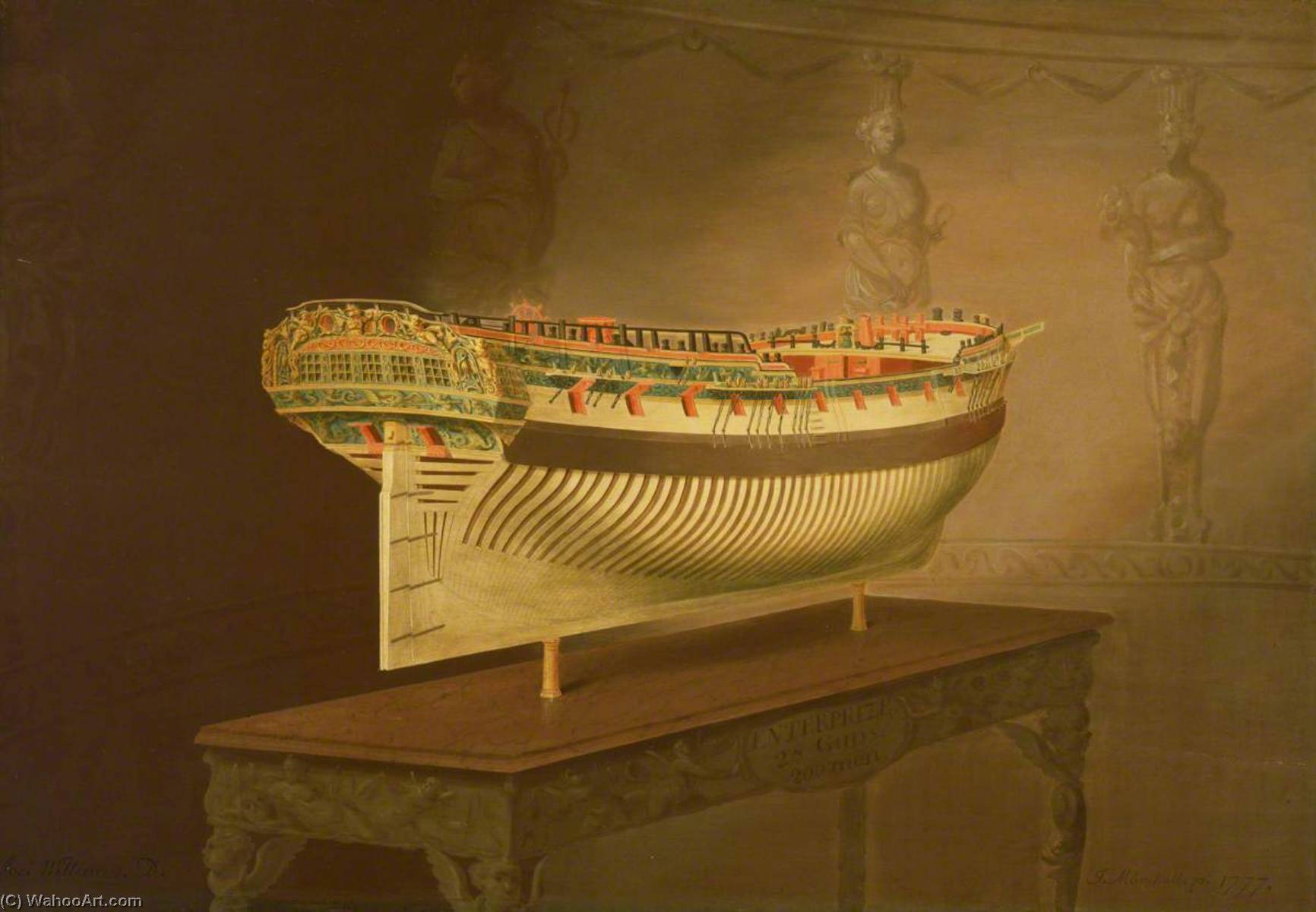 Wikioo.org - The Encyclopedia of Fine Arts - Painting, Artwork by Joseph Marshall - A Model of HMS 'Enterprise'