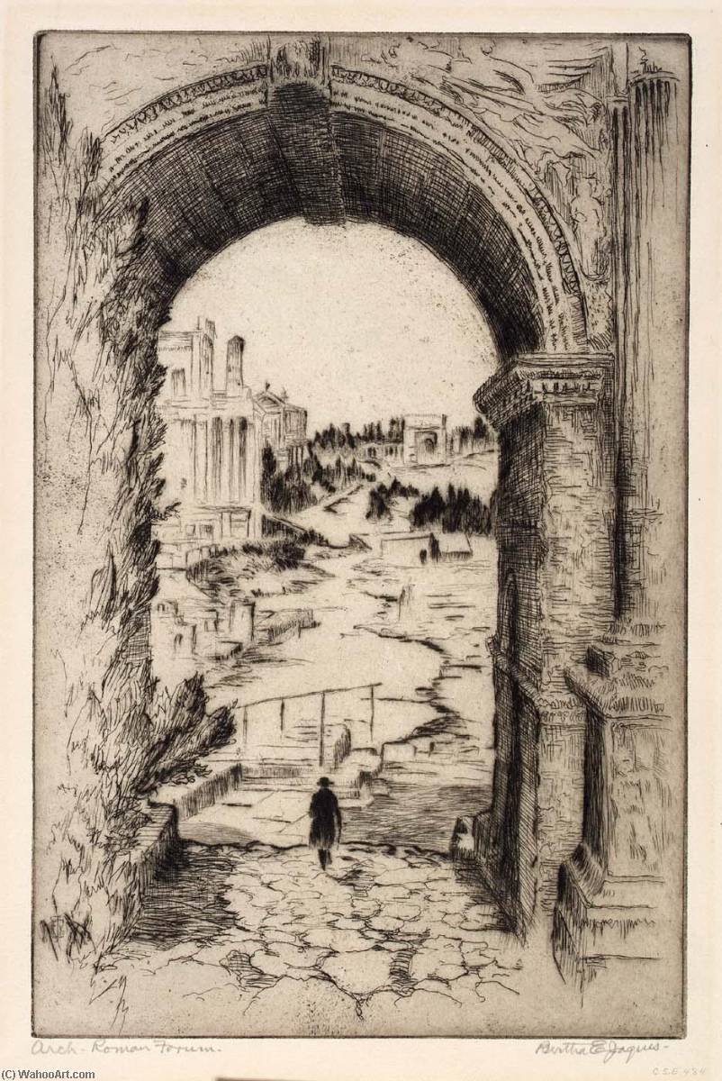 Wikioo.org - The Encyclopedia of Fine Arts - Painting, Artwork by Bertha Evelyn Jaques - Arch, Roman Forum