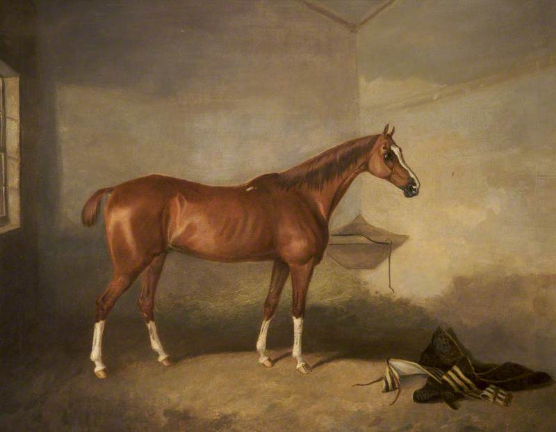 Wikioo.org - The Encyclopedia of Fine Arts - Painting, Artwork by John Boultbee - A Chestnut Horse in a Stable