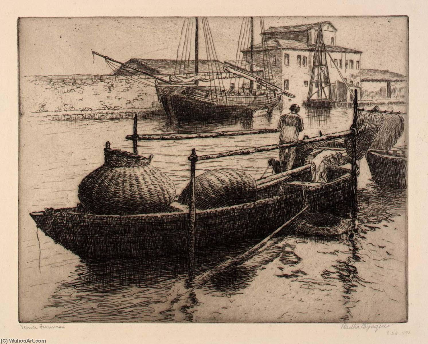 WikiOO.org - Encyclopedia of Fine Arts - Lukisan, Artwork Bertha Evelyn Jaques - Venice Fisherman