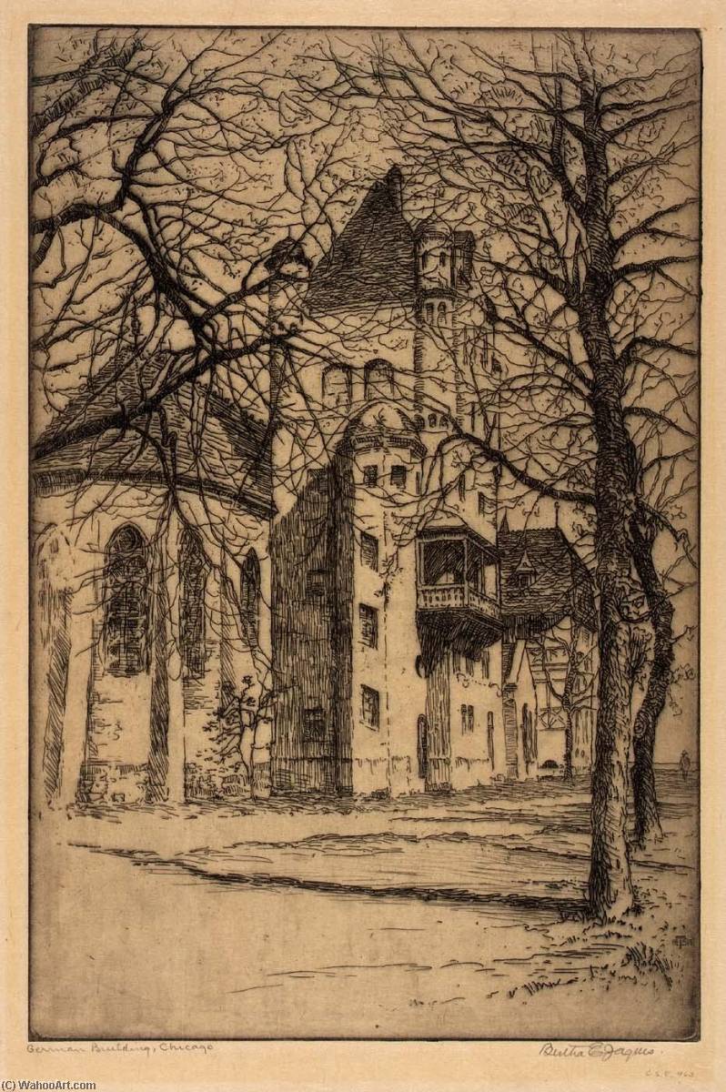 WikiOO.org - Encyclopedia of Fine Arts - Maalaus, taideteos Bertha Evelyn Jaques - German Building, Chicago
