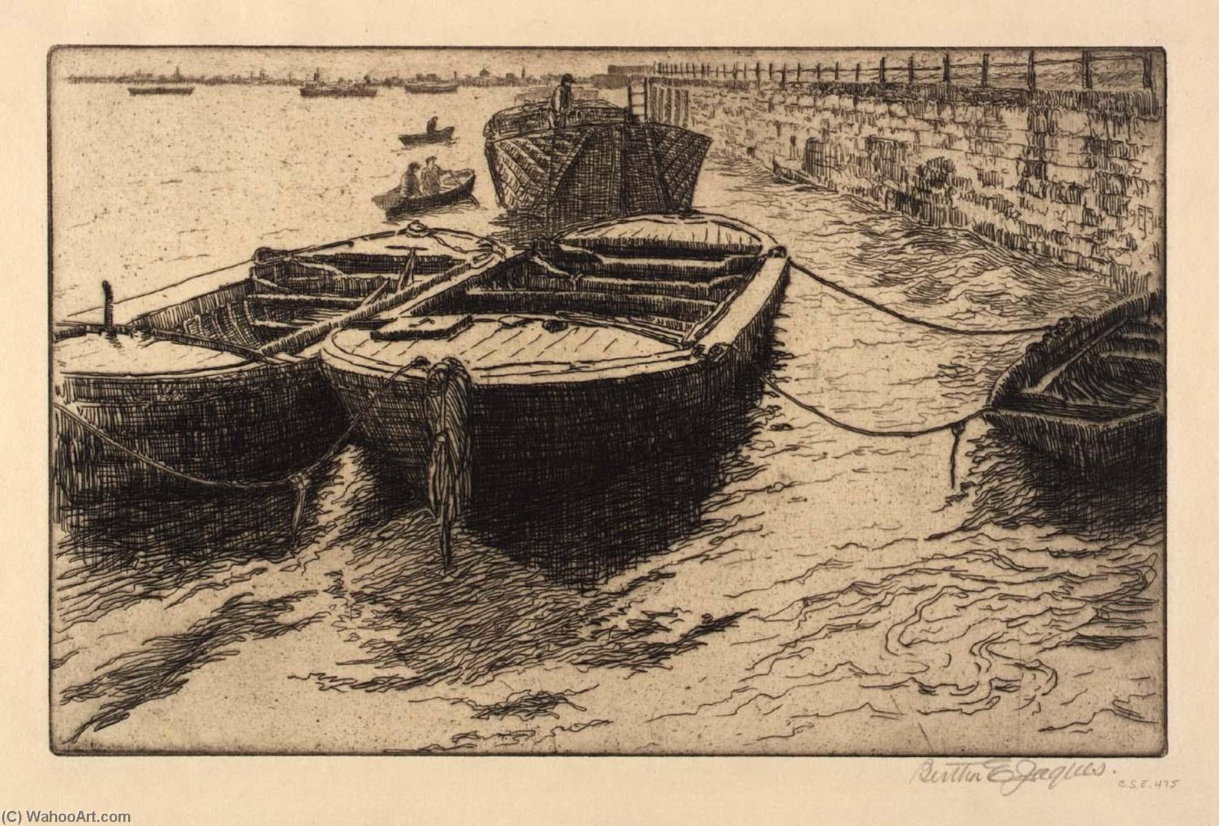 WikiOO.org - Enciklopedija likovnih umjetnosti - Slikarstvo, umjetnička djela Bertha Evelyn Jaques - Idlers of the Thames
