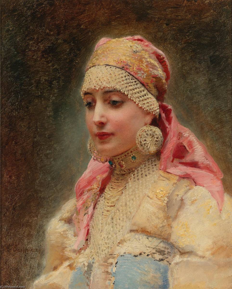 Wikioo.org - The Encyclopedia of Fine Arts - Painting, Artwork by Konstantin Yegorovich Makovsky - Portrait of a Boyarina