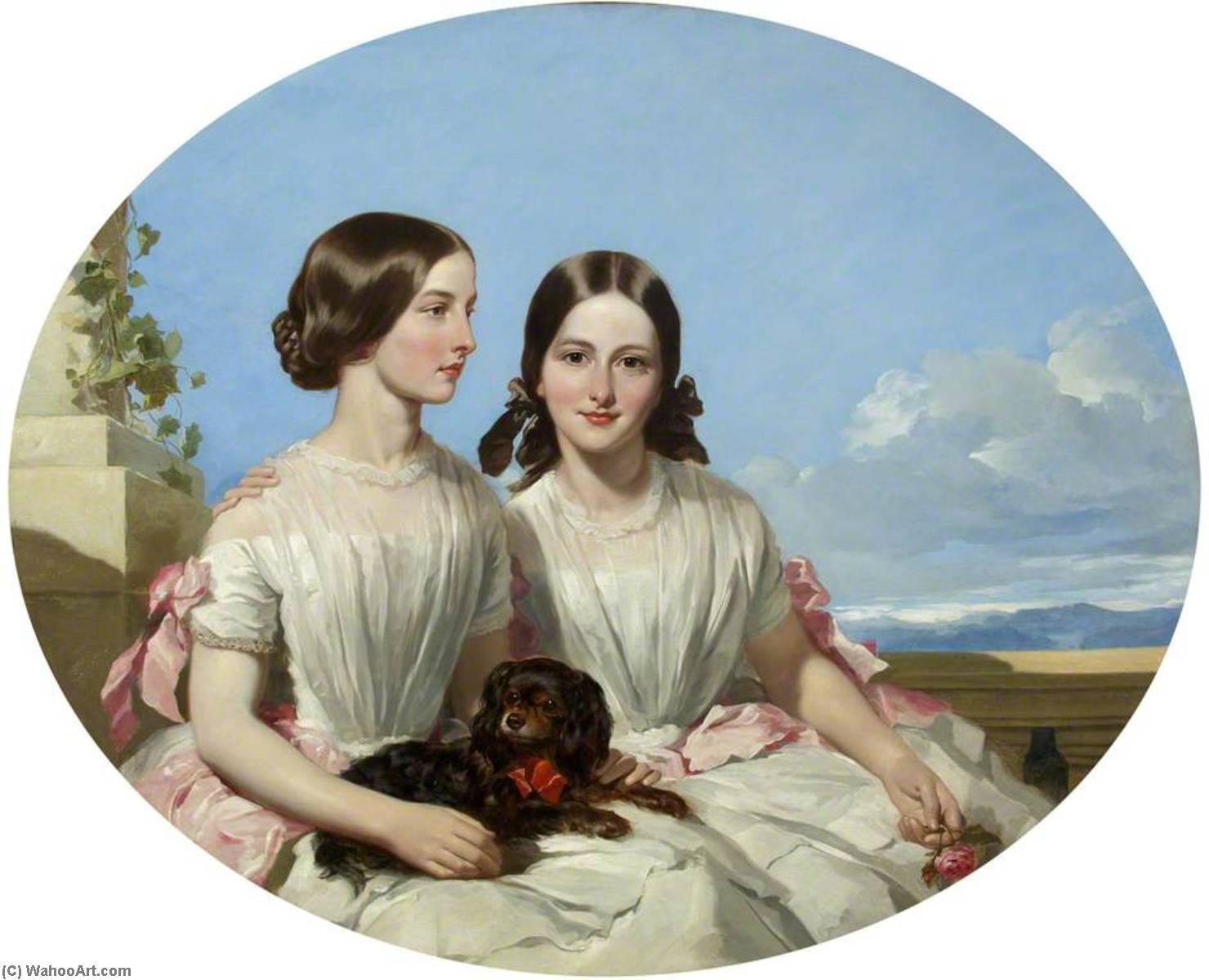 Wikioo.org - The Encyclopedia of Fine Arts - Painting, Artwork by James Curnock - The Sisters, Anne and Henrietta Maria Shaw