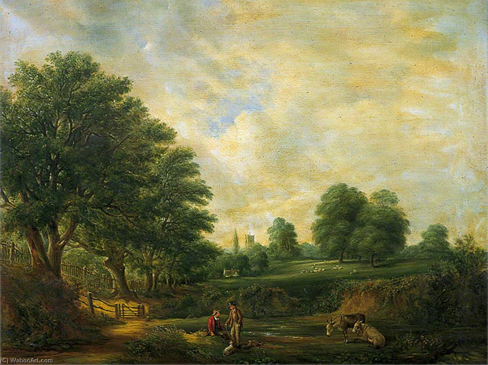Wikioo.org - The Encyclopedia of Fine Arts - Painting, Artwork by Robert Burrows - Landscape in Christchurch Park, Suffolk