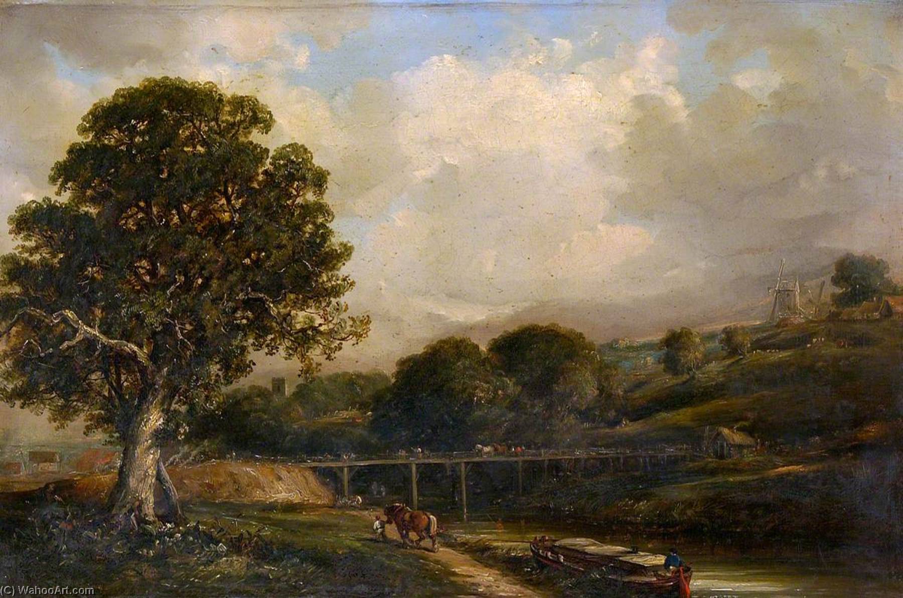 Wikioo.org - The Encyclopedia of Fine Arts - Painting, Artwork by Robert Burrows - Bridge, West of Stoke Bridge, Suffolk