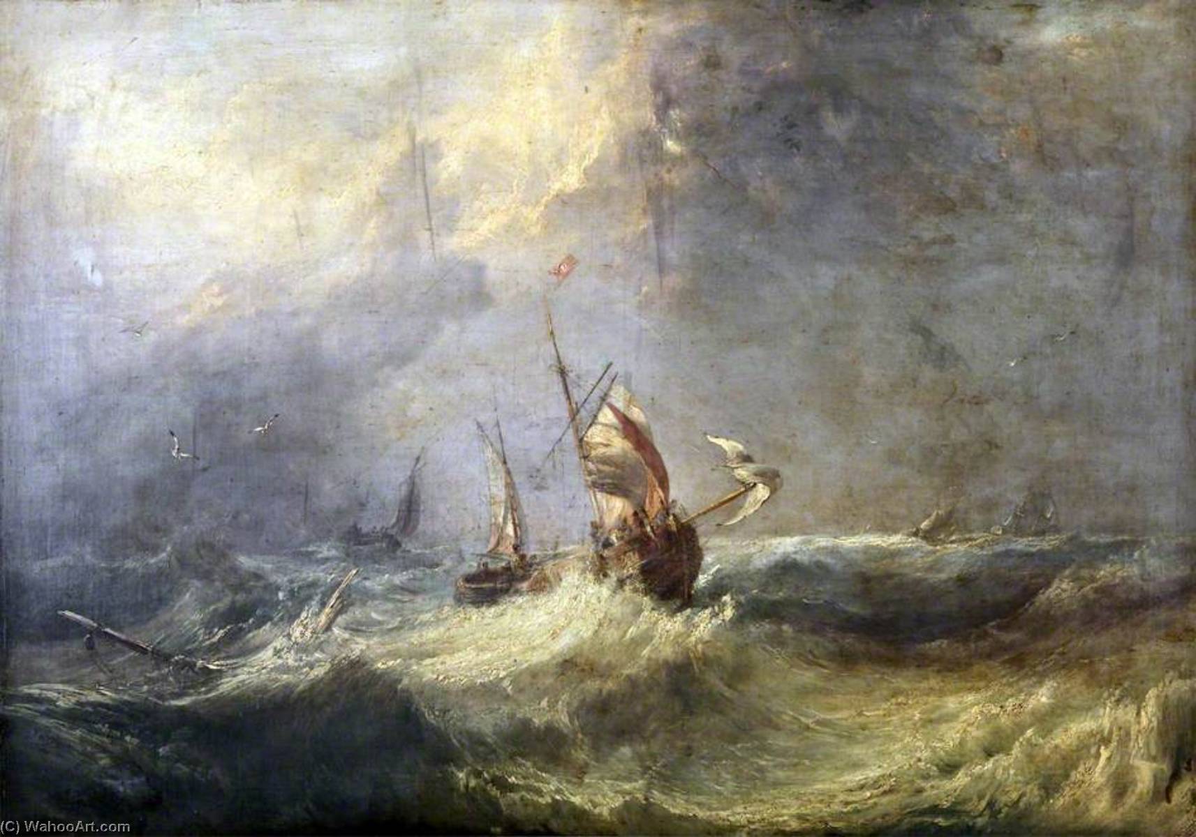 Wikioo.org - The Encyclopedia of Fine Arts - Painting, Artwork by Samuel Williamson - Fishing Boat in a Heavy Sea