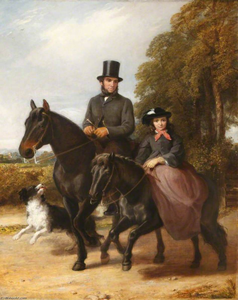Wikioo.org - The Encyclopedia of Fine Arts - Painting, Artwork by Richard Buckner - George Ward (1822–1887), and His Daughter Fanny (1850–1939) Riding
