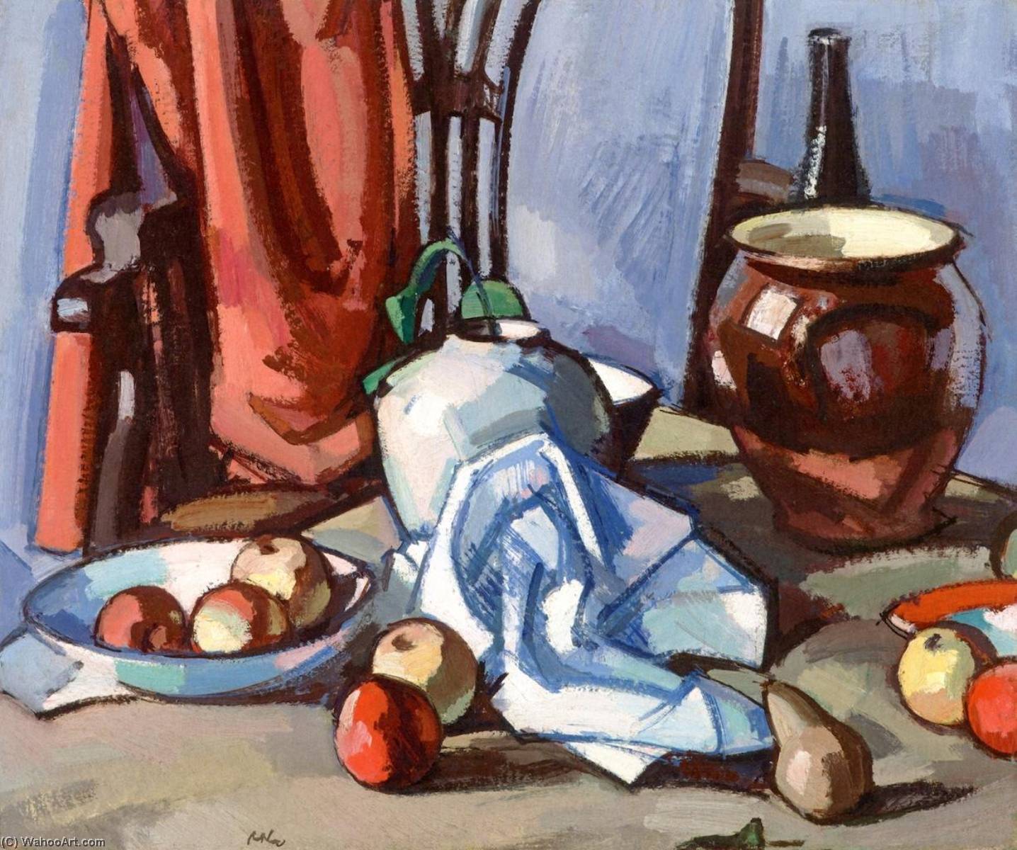 Wikioo.org - The Encyclopedia of Fine Arts - Painting, Artwork by Samuel John Peploe - Dish with Apples (also known as The Ginger Jar)