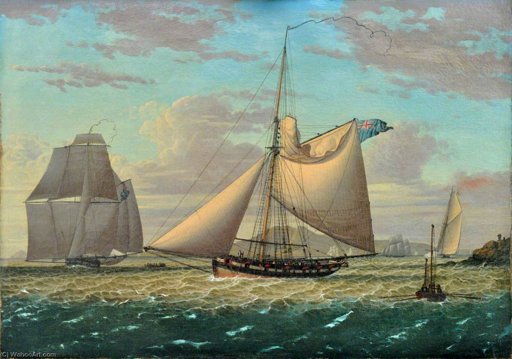 Wikioo.org - The Encyclopedia of Fine Arts - Painting, Artwork by Robert Salmon - HMS Revenue Cutter 'Wickham'